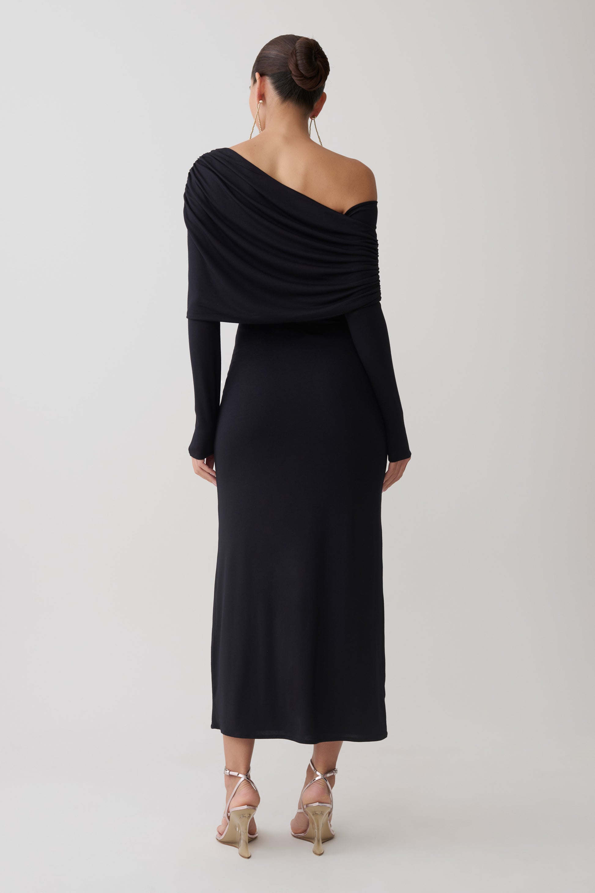 Corinna Modal One Shoulder Midi Dress - Black #2