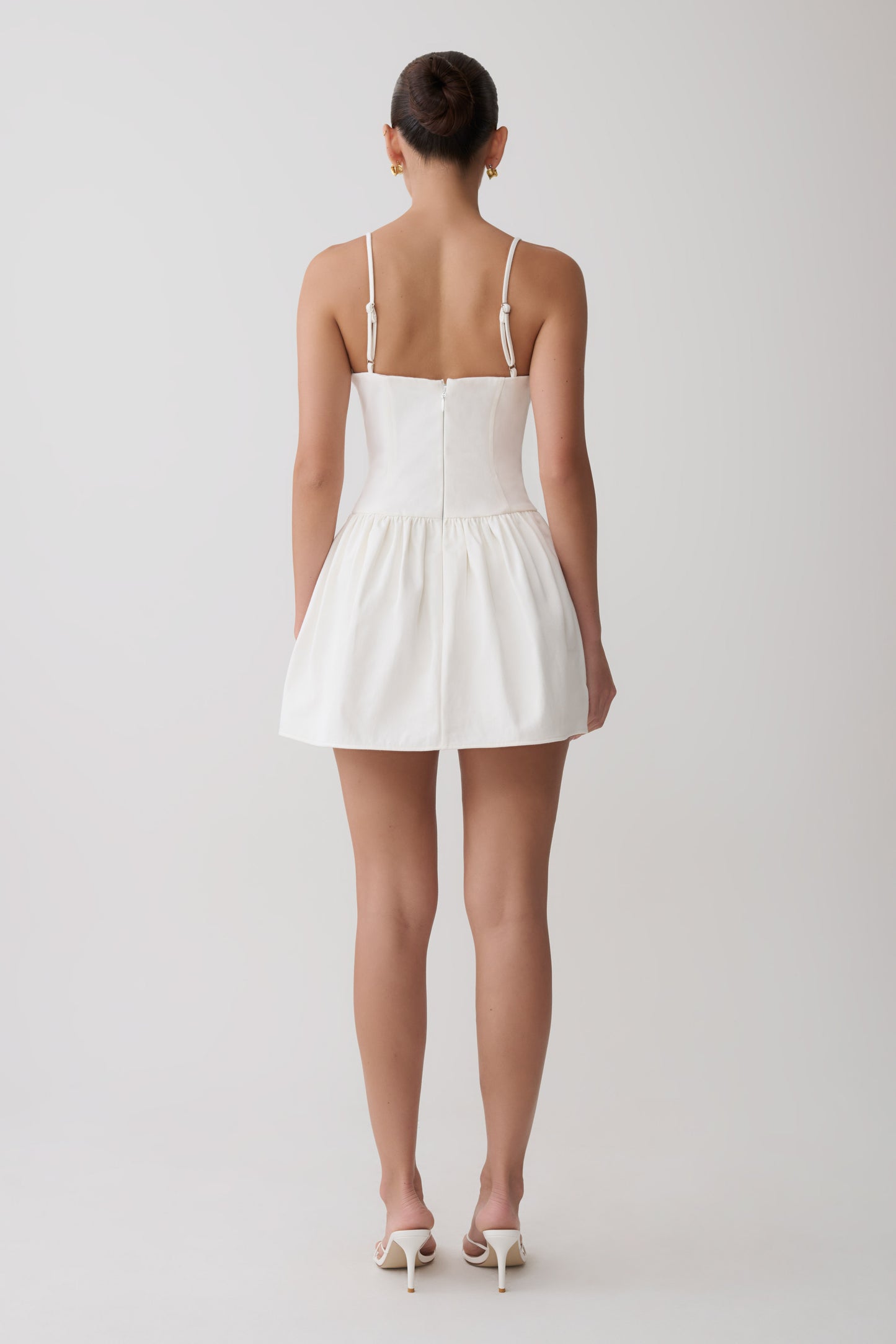 Emary Applique Denim Bustier - White