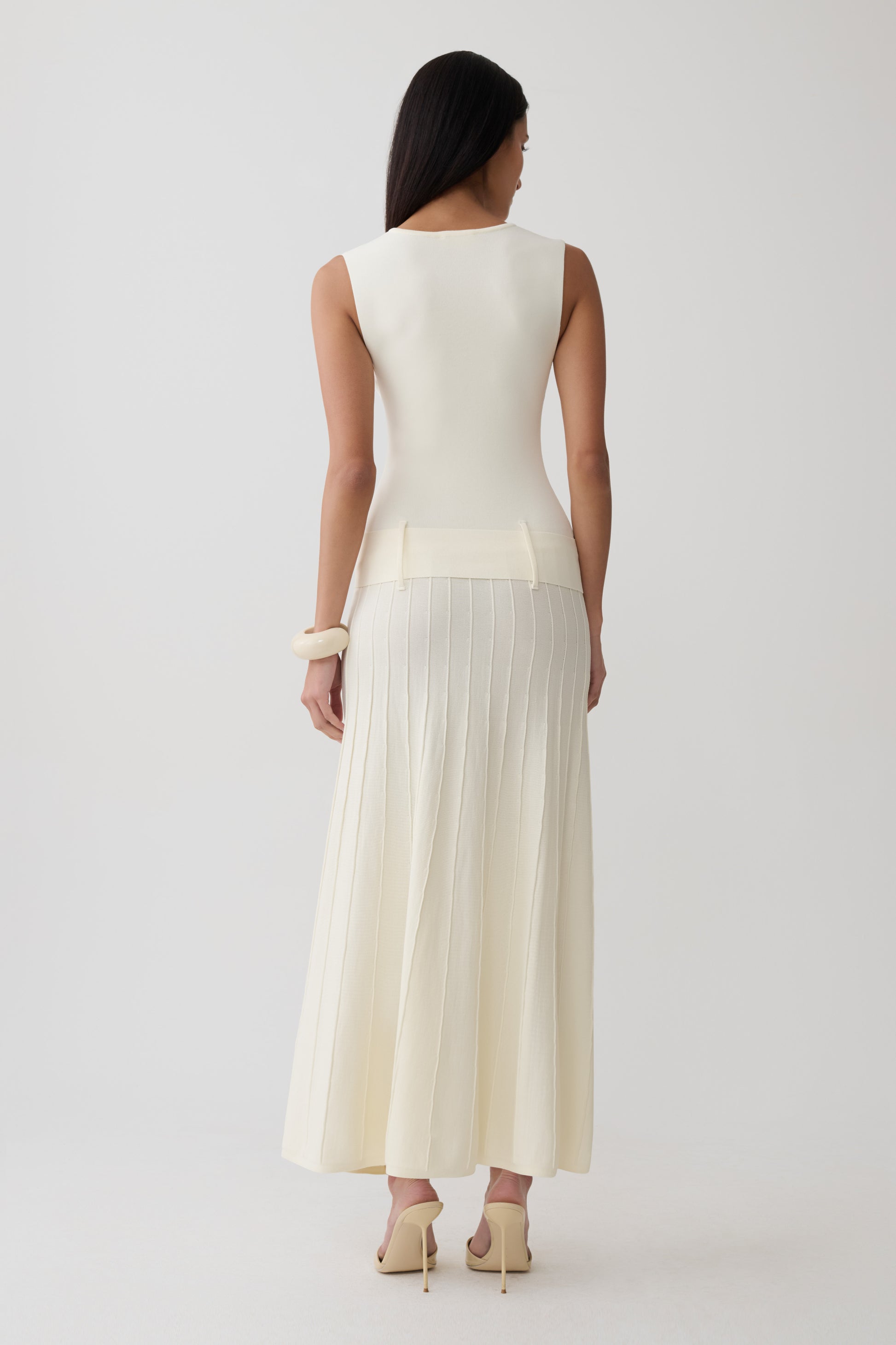 Rebena Pleated Midi Dress - Ivory #2