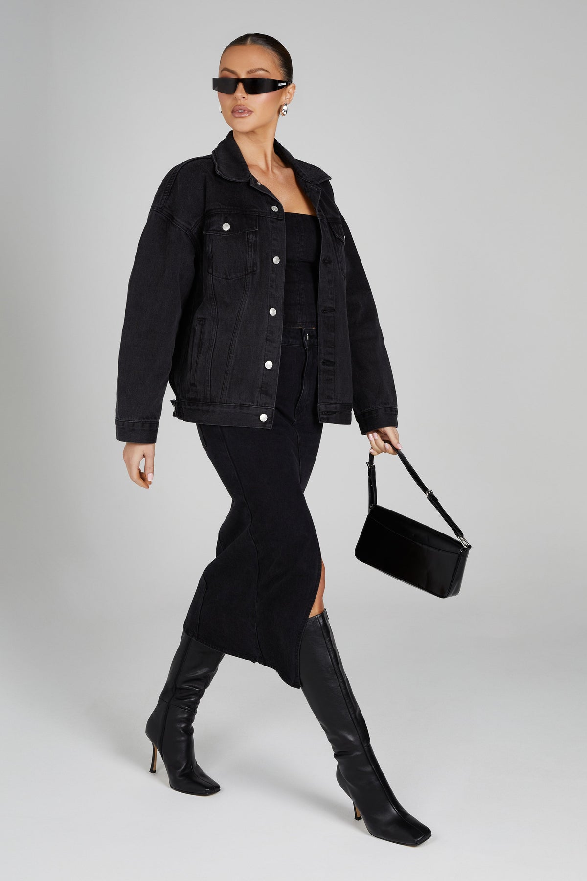 Sion Oversized Denim Jacket - Washed Black #11