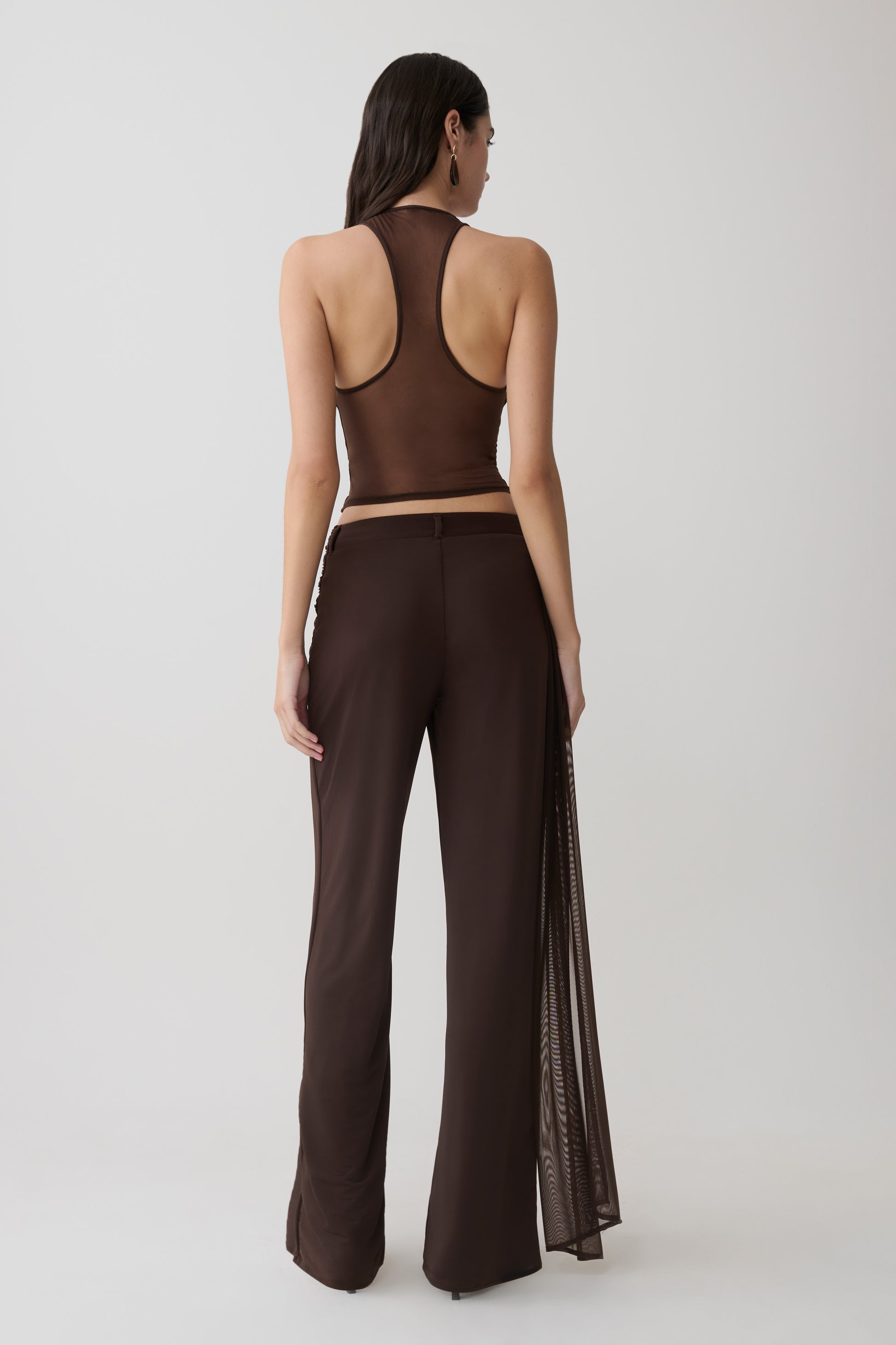Aspyn Slinky And Mesh Top - Chocolate #4
