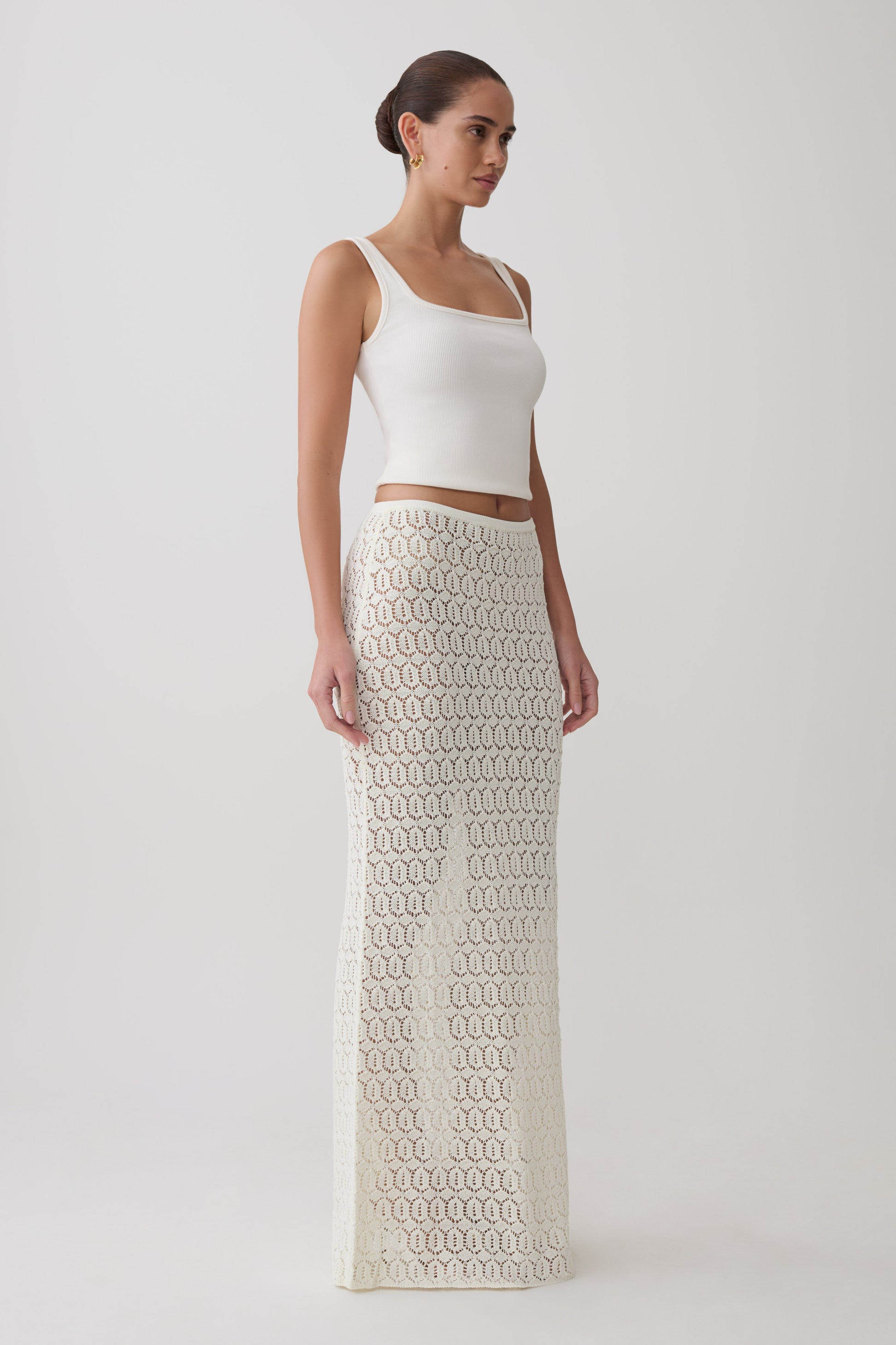 Courtney Crochet Knit Maxi Skirt - Ivory #5