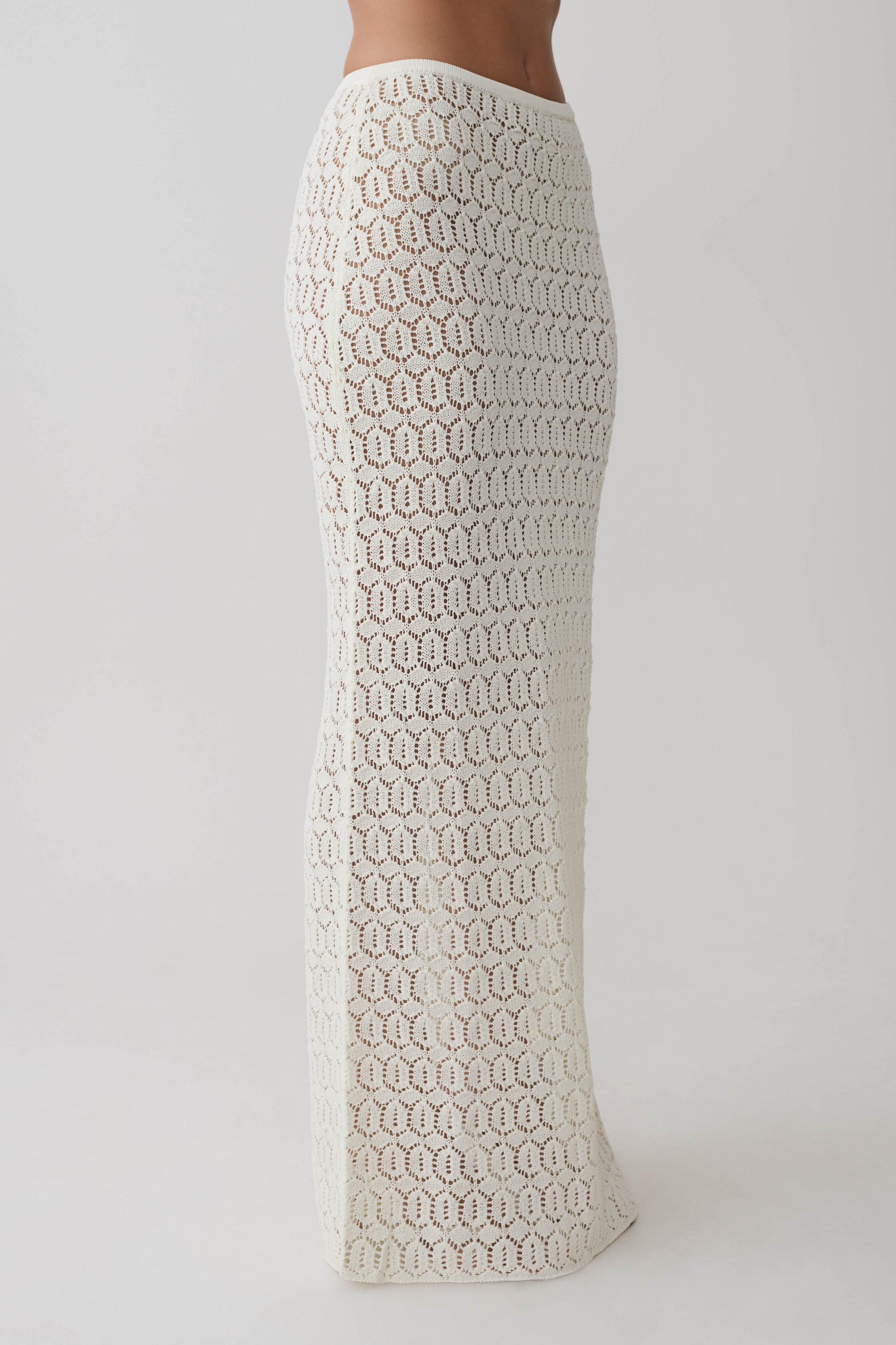 Courtney Crochet Knit Maxi Skirt - Ivory #6