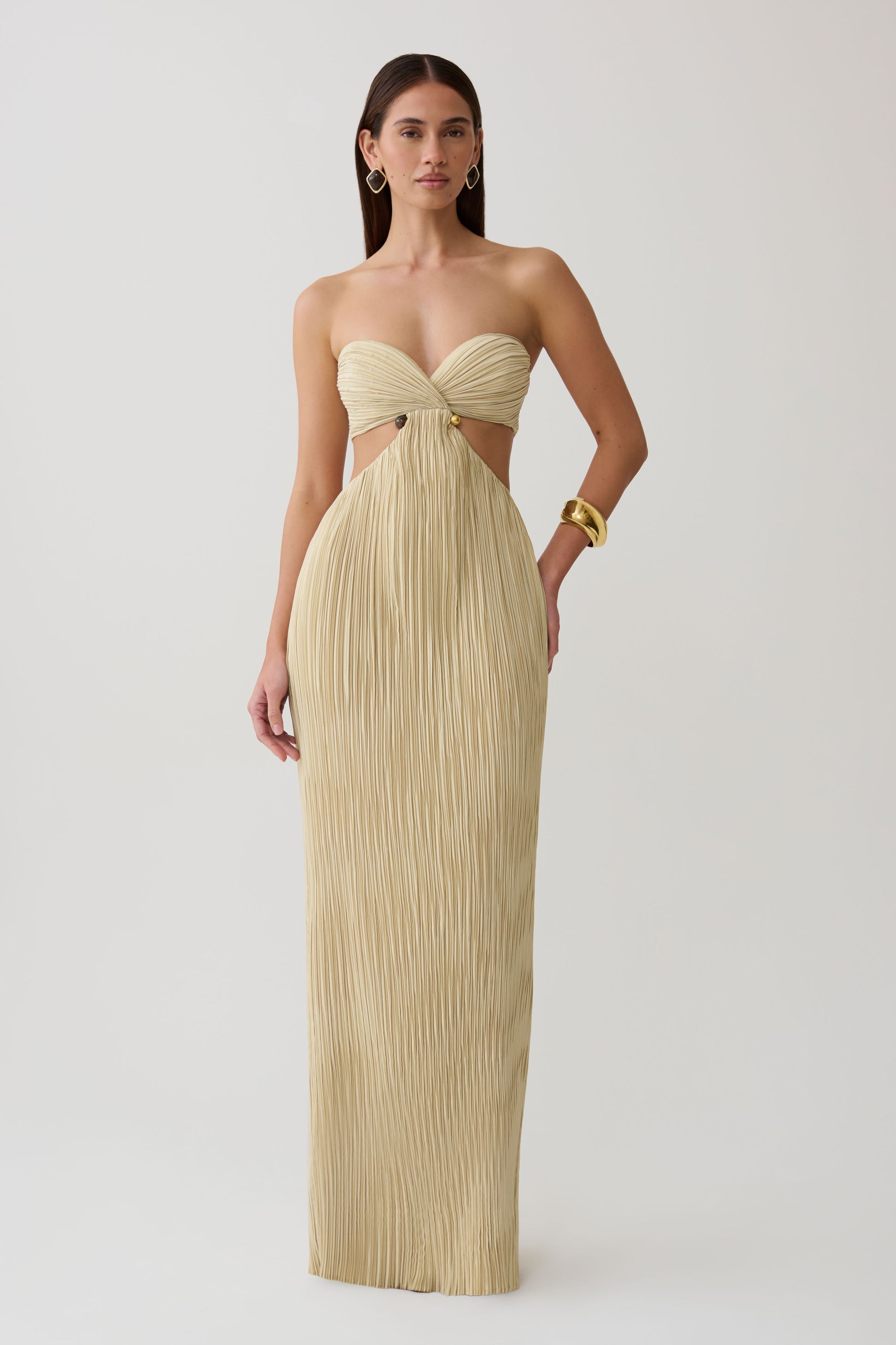 Dana Cut Out Hardware Maxi Dress - Lime Gold #6