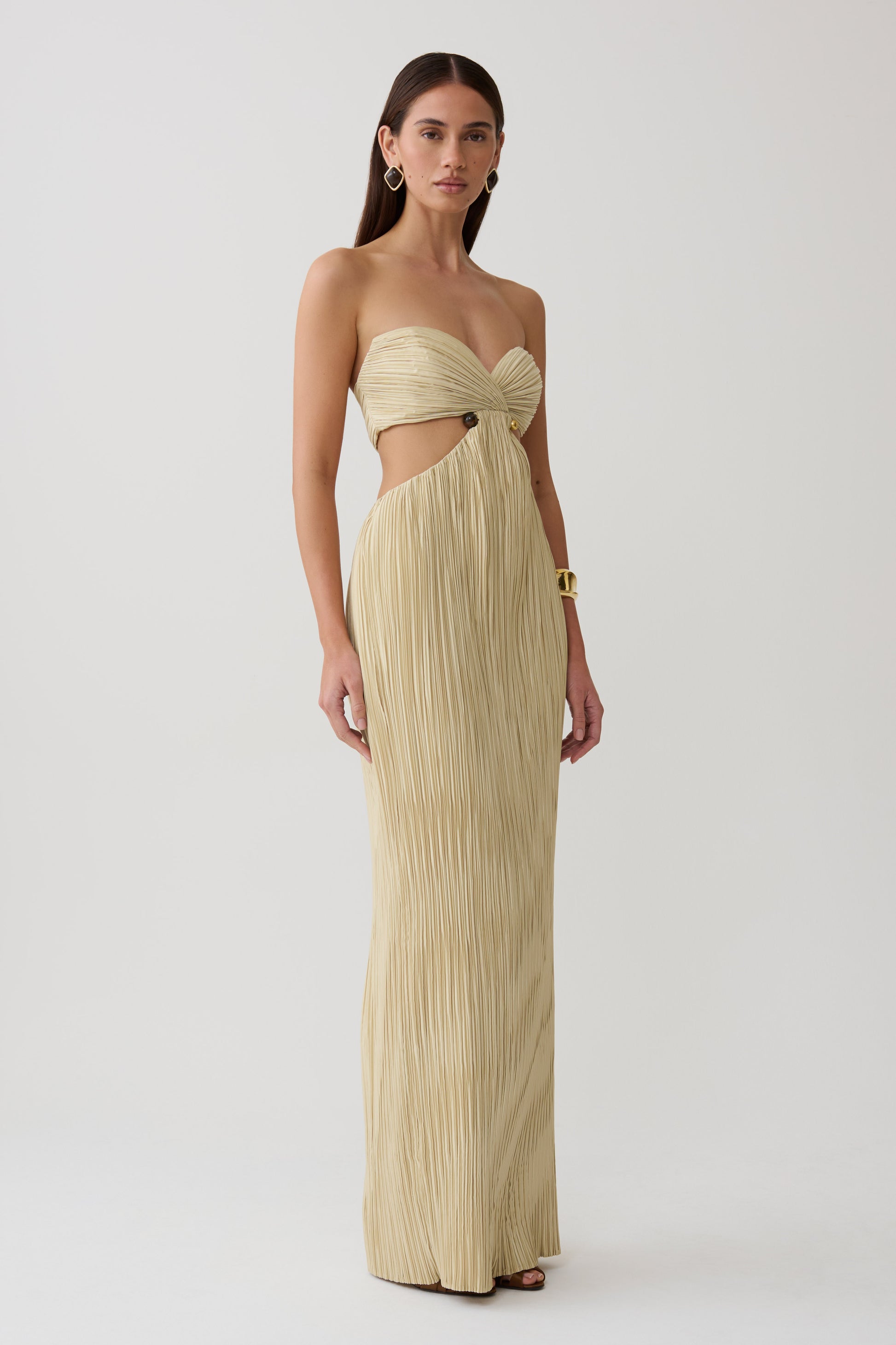 Dana Cut Out Hardware Maxi Dress - Lime Gold #4