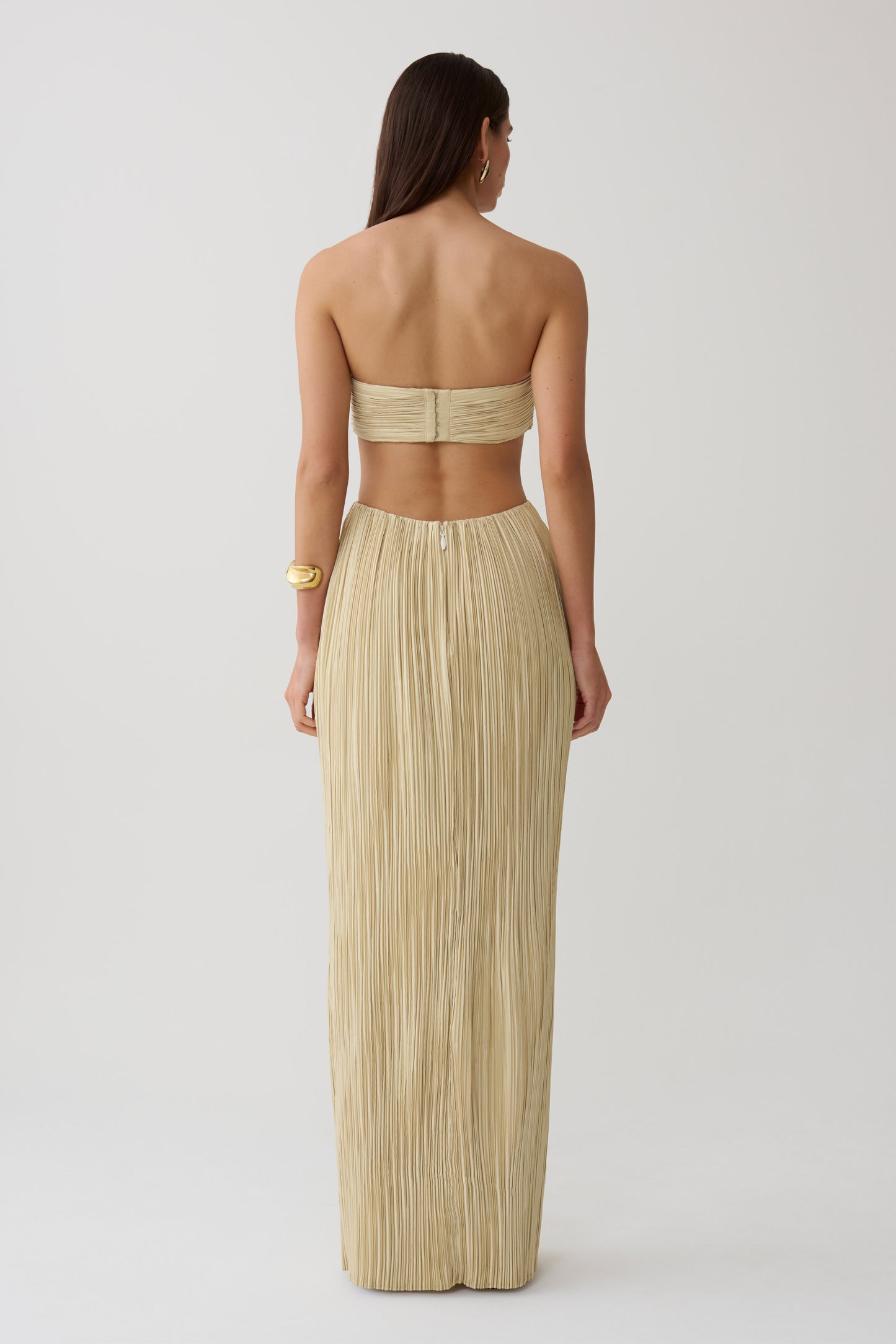 Dana Cut Out Hardware Maxi Dress - Lime Gold