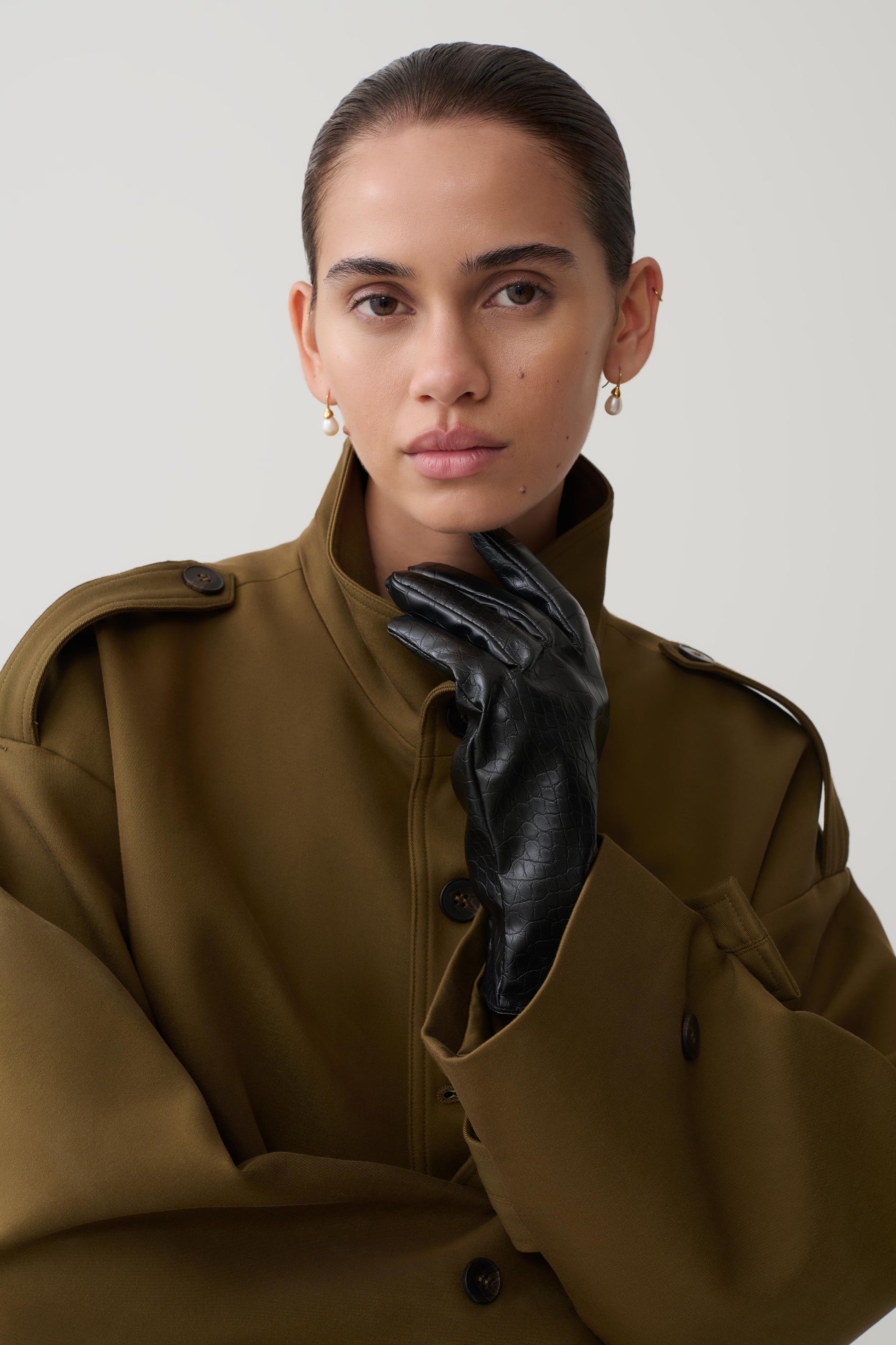 Atlas Faux Leather Crocodile Gloves - Black #7