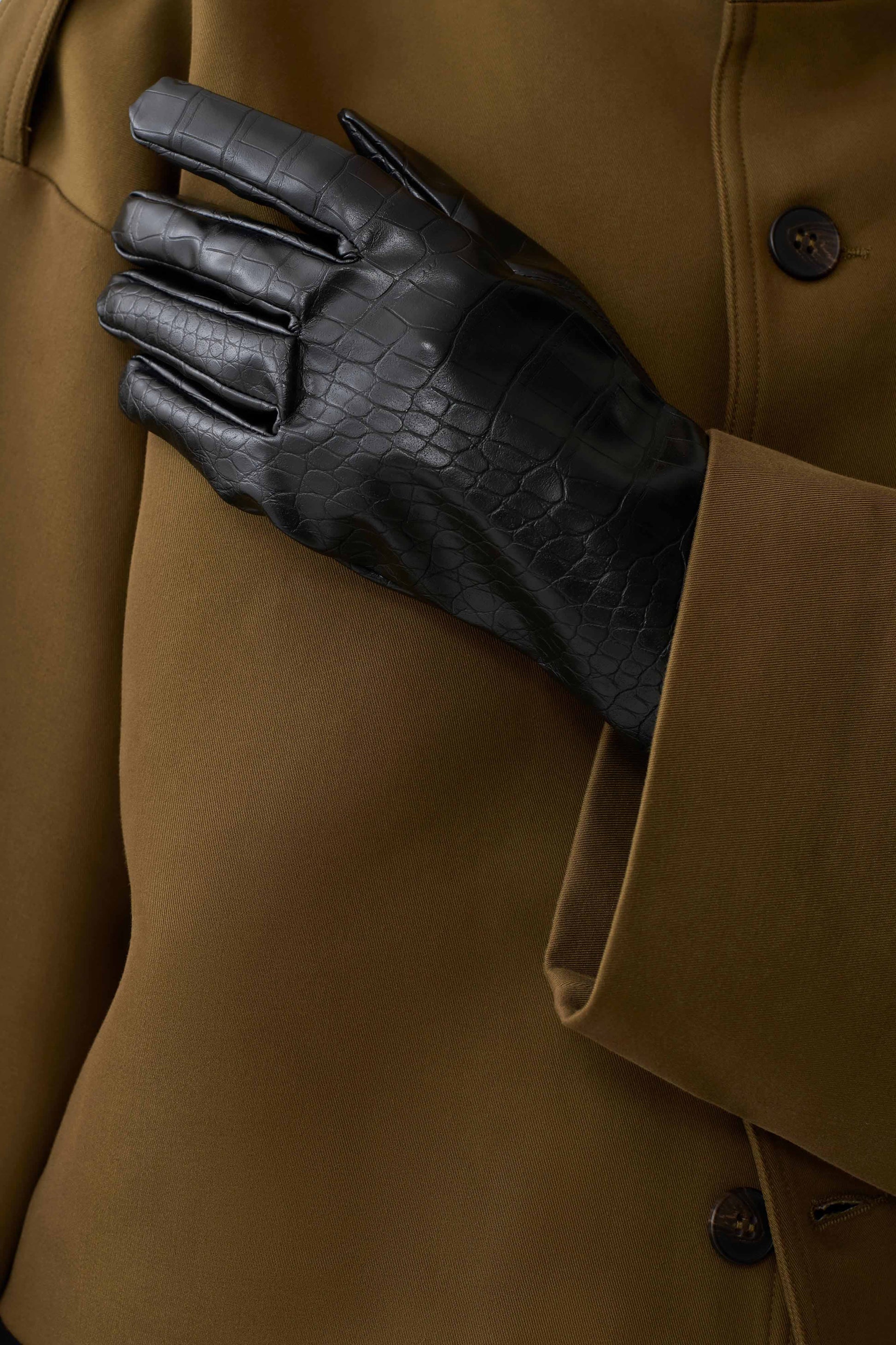 Atlas Faux Leather Crocodile Gloves - Black #4