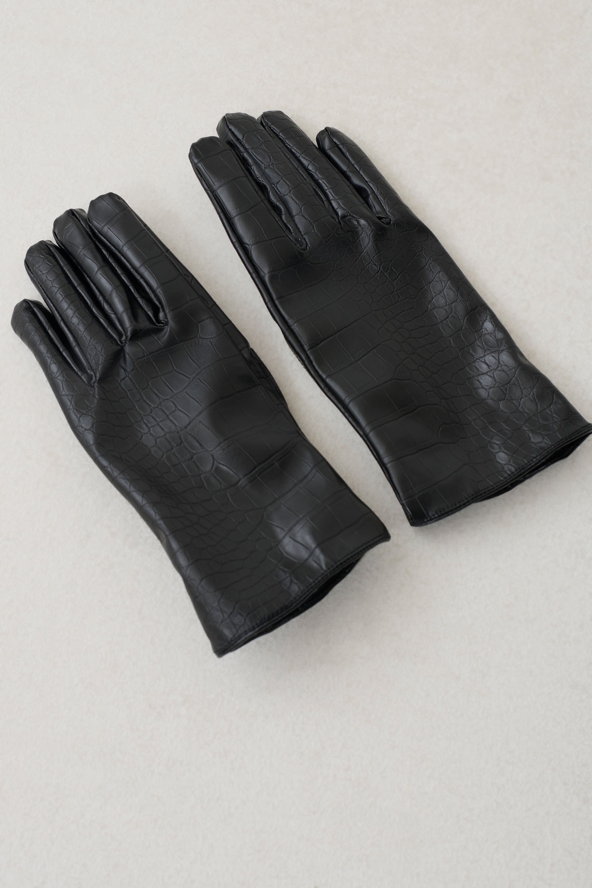 Atlas Faux Leather Crocodile Gloves - Black #3