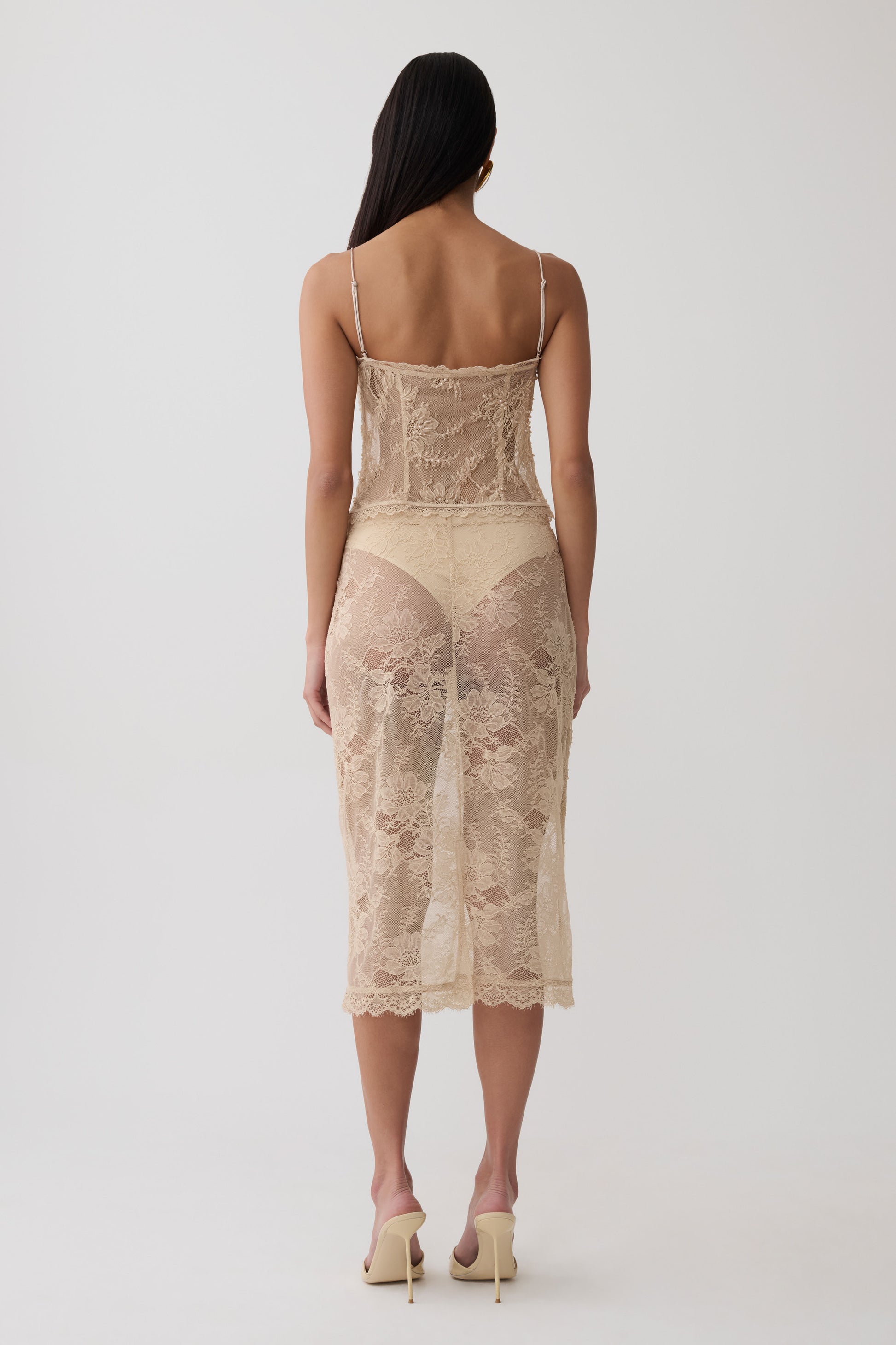 Marcelle Lace Midi Skirt - Blush Rose Gold #2