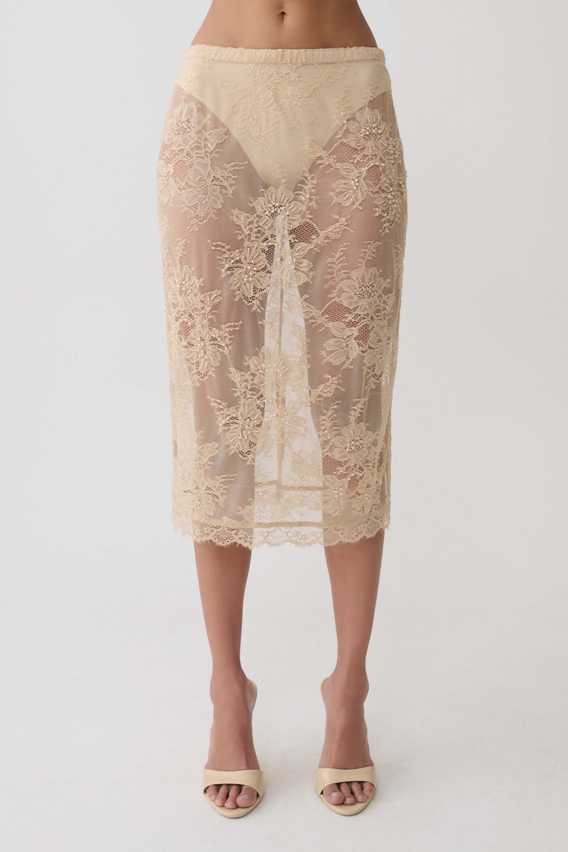 Marcelle Lace Midi Skirt - Blush Rose Gold #9