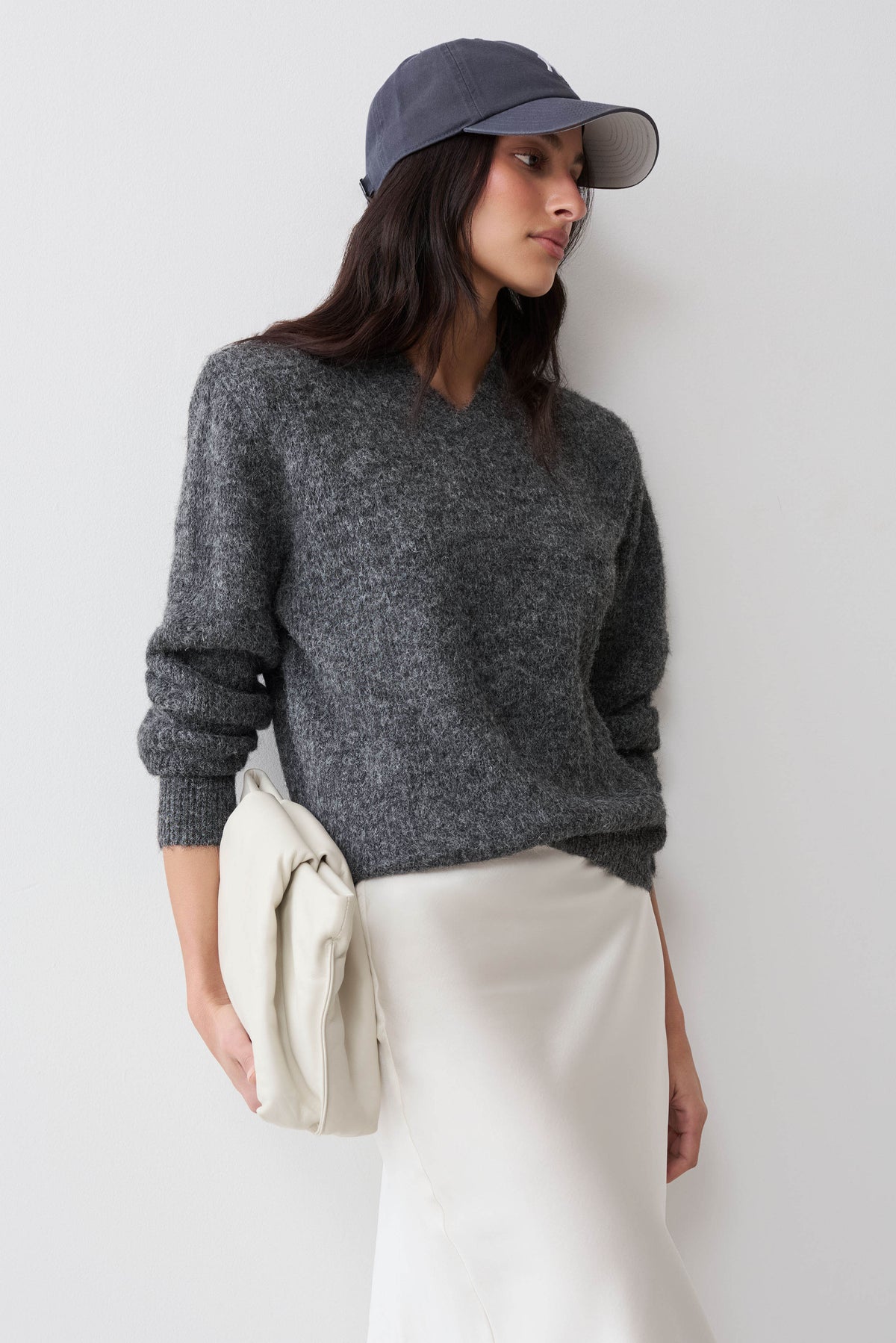 Mariam Shoulder Pad Knit Jumper - Charcoal