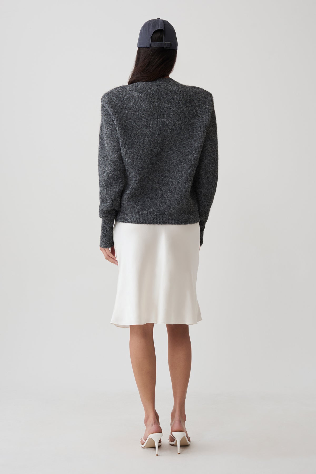 Mariam Shoulder Pad Knit Jumper - Charcoal