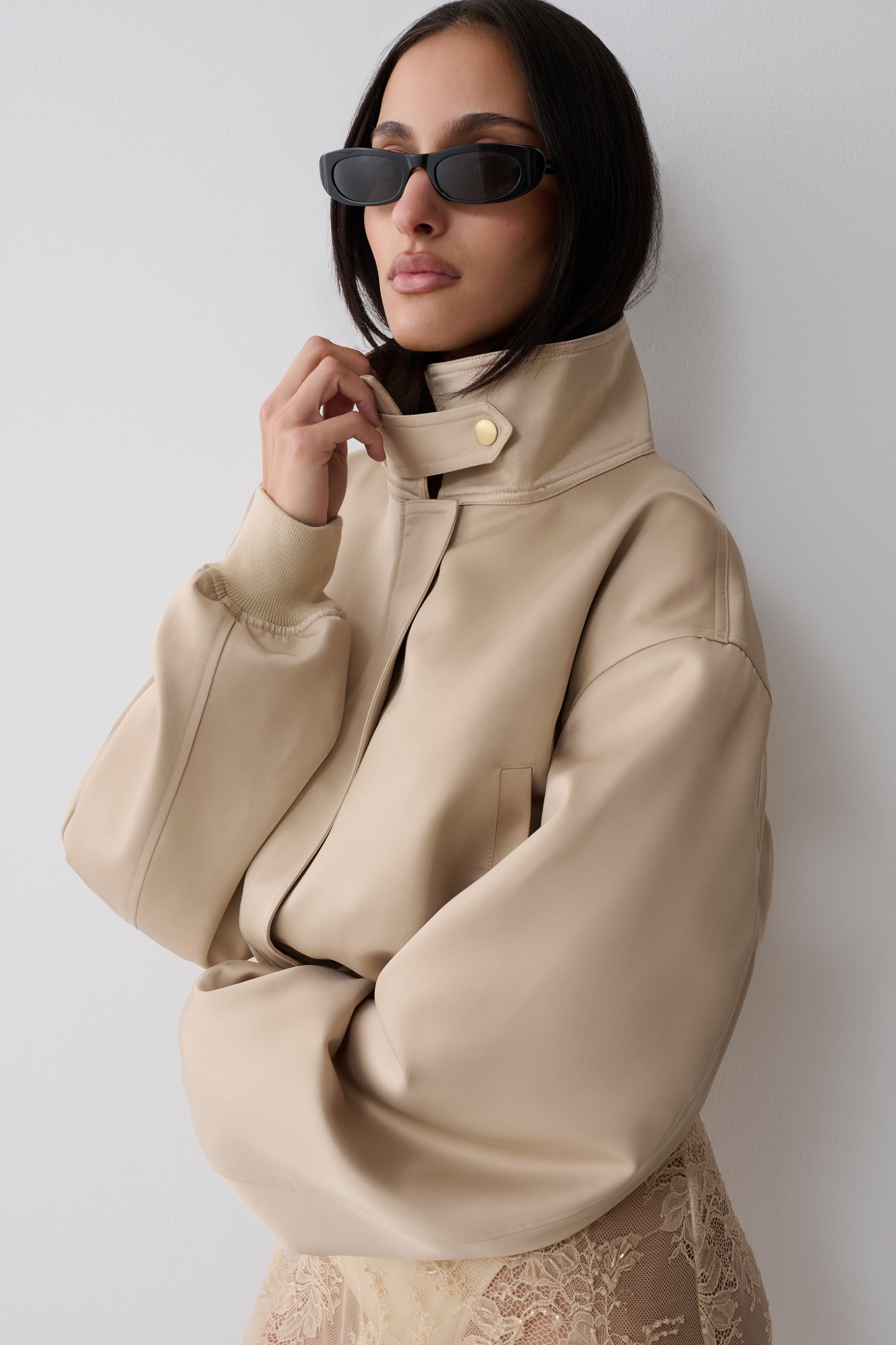Nicolla Satin Bomber Jacket - Blush Rose Gold #3