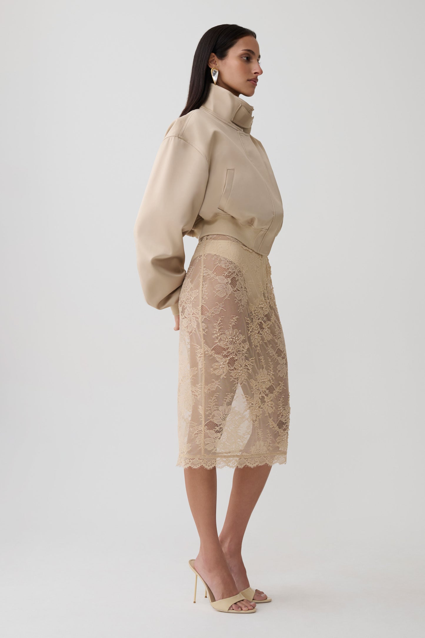 Nicolla Satin Bomber Jacket - Blush Rose Gold