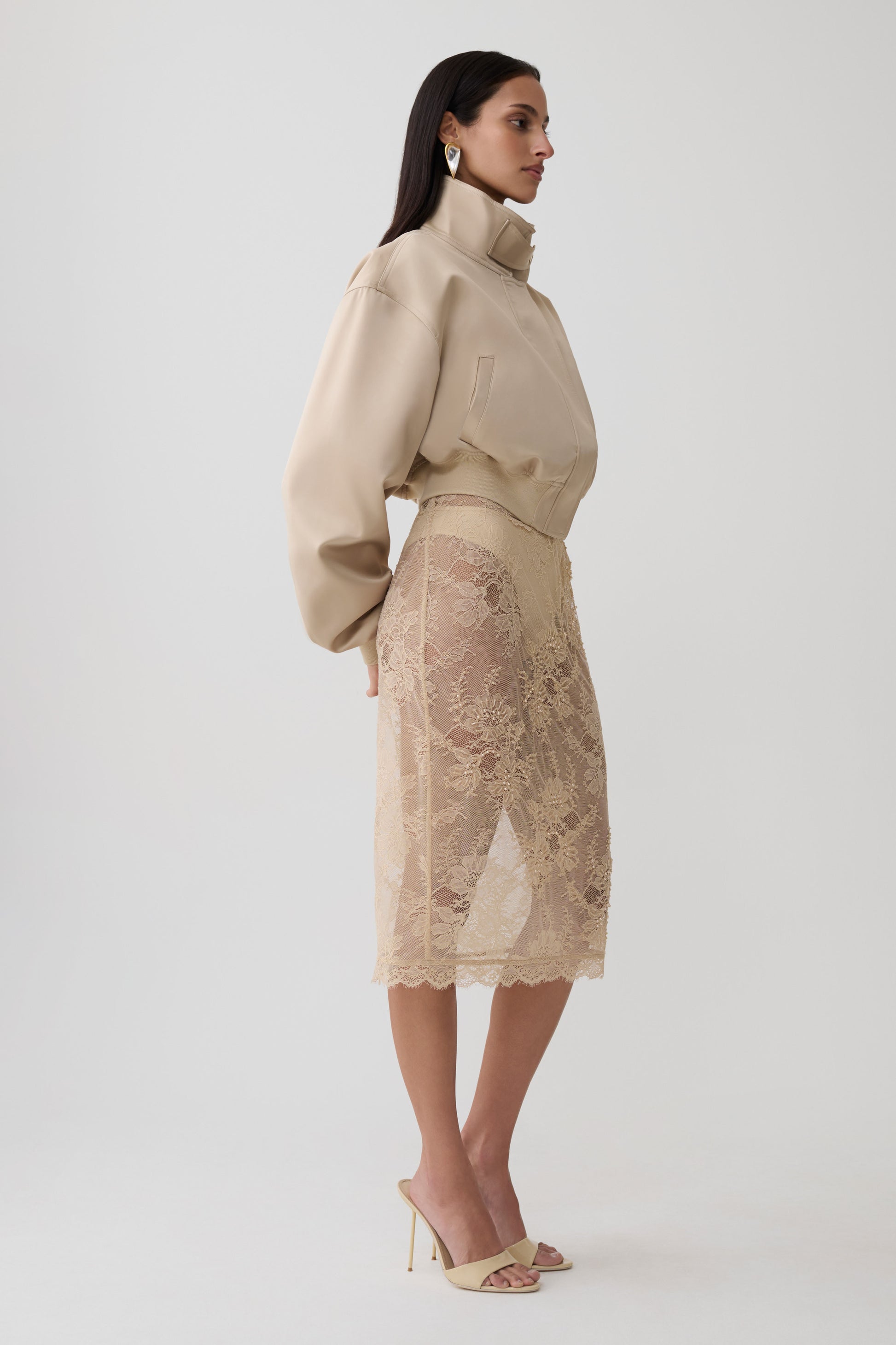 Nicolla Satin Bomber Jacket - Blush Rose Gold #4
