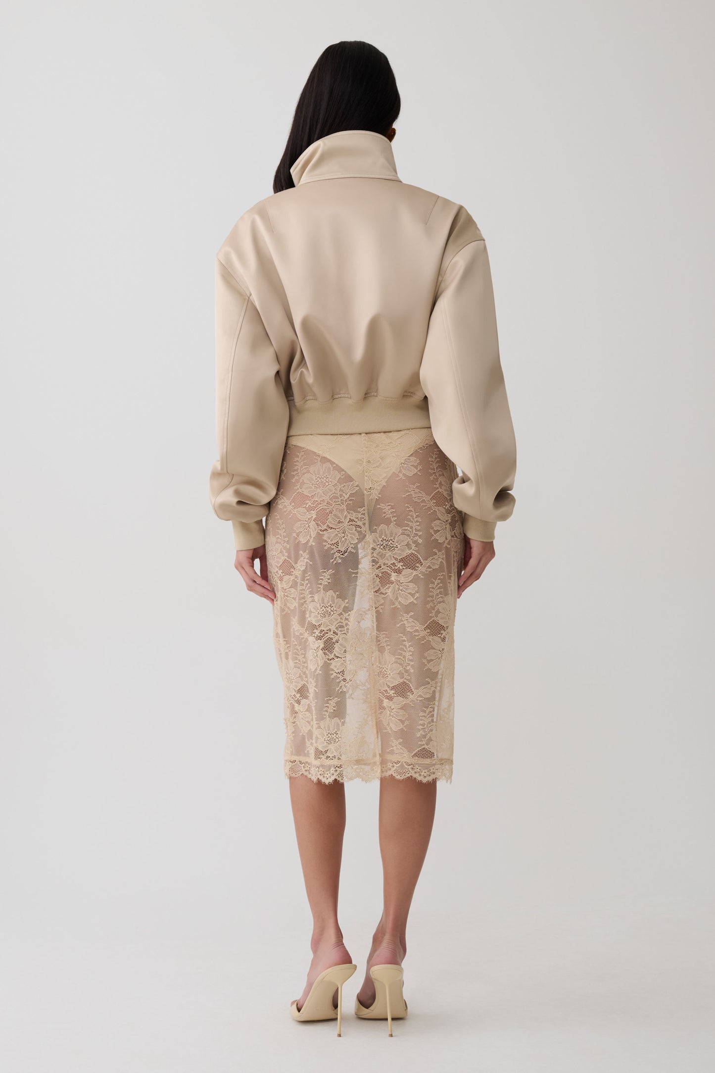 Nicolla Satin Bomber Jacket - Blush Rose Gold
