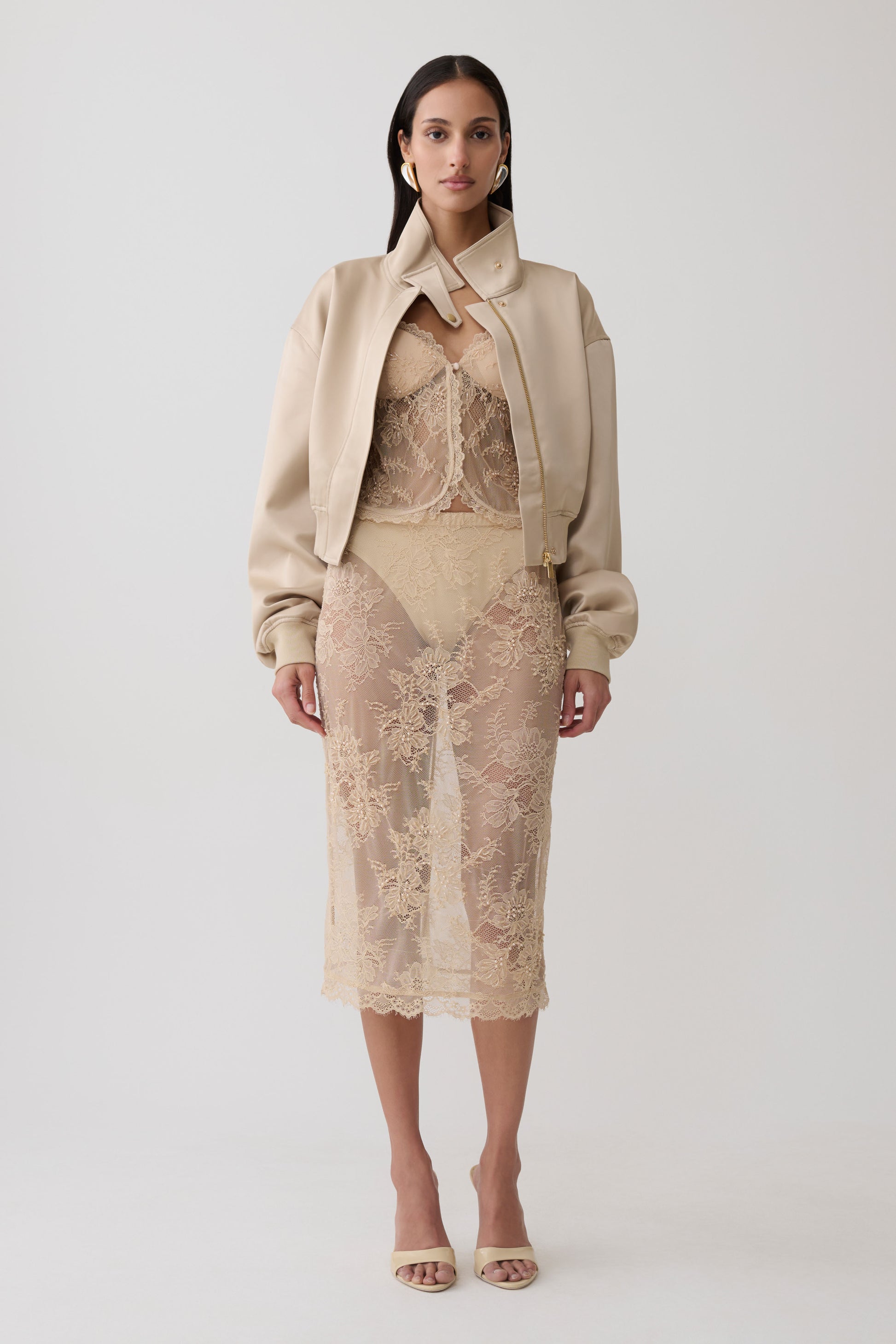 Nicolla Satin Bomber Jacket - Blush Rose Gold #6