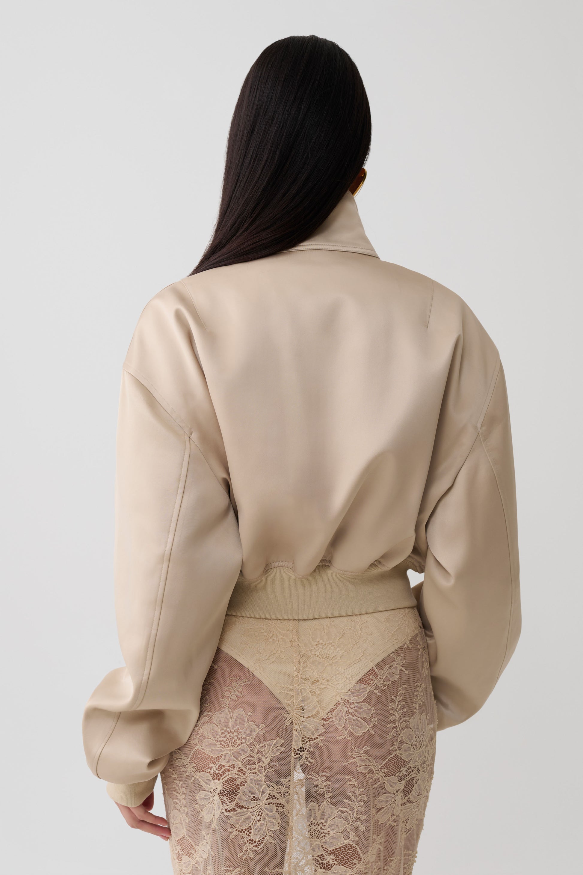 Nicolla Satin Bomber Jacket - Blush Rose Gold #2