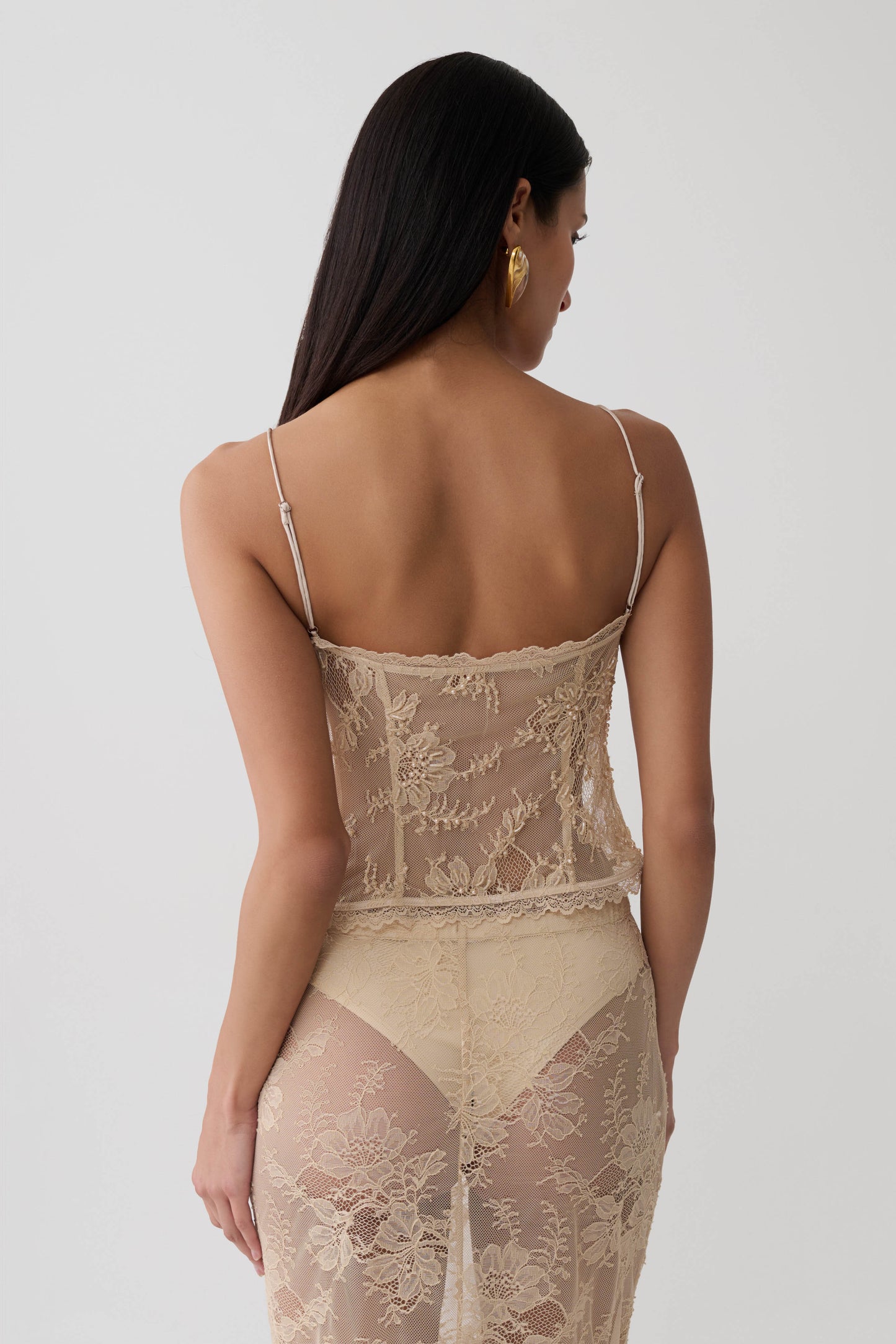 Marcelle Sweetheart Lace Top - Blush Rose Gold