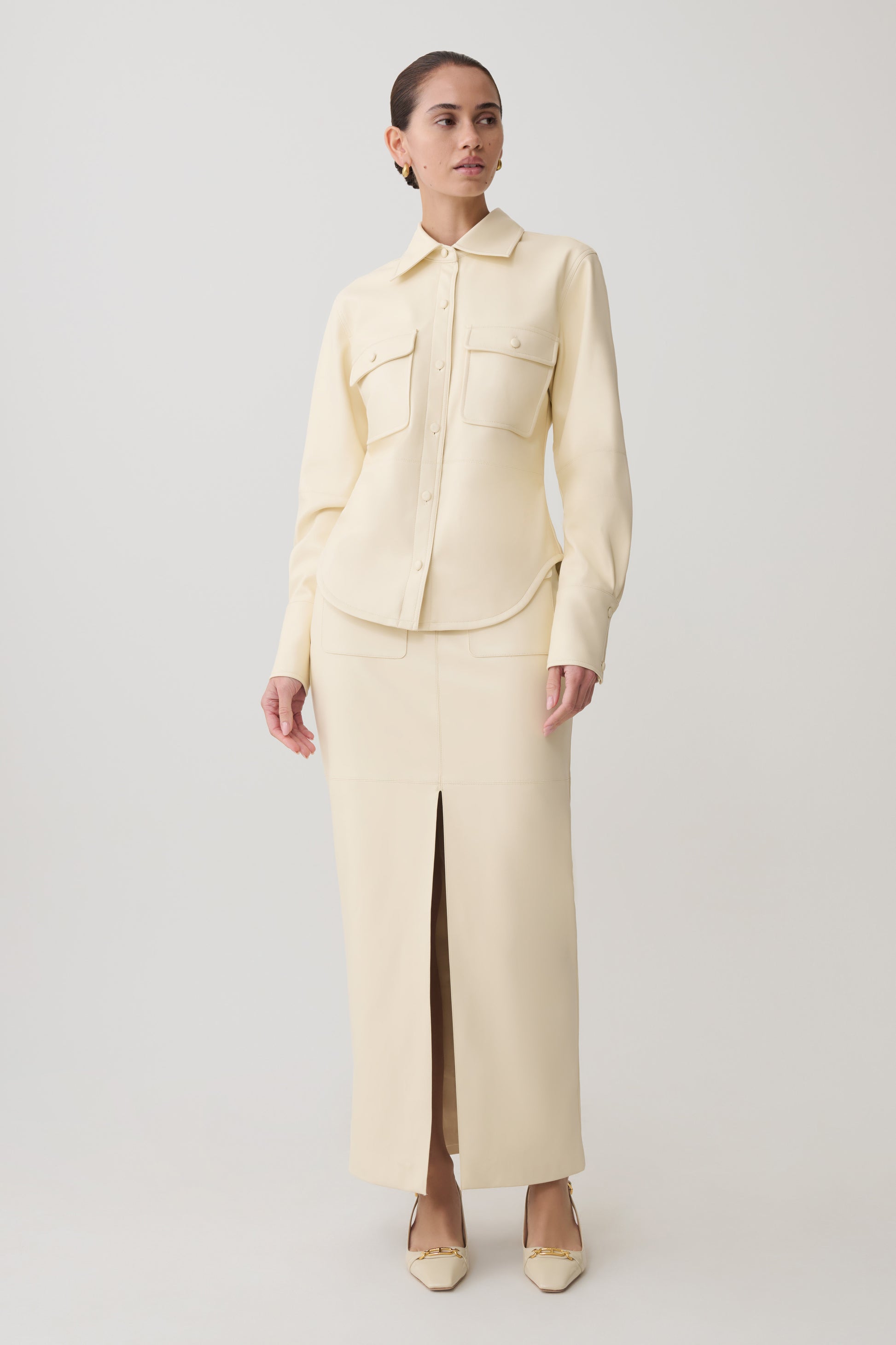 Winslet Faux Leather Shirt - Bone #7