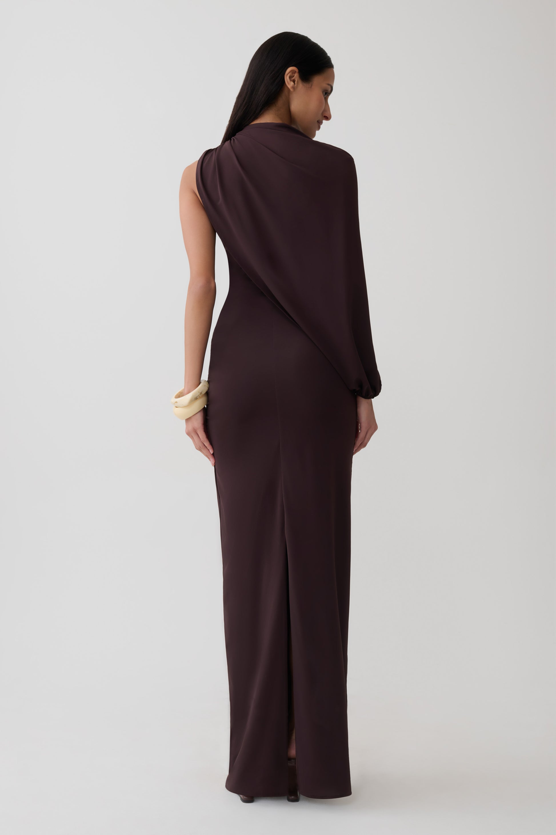 Yuri Gather Sleeve Maxi Dress - Chocolate #2