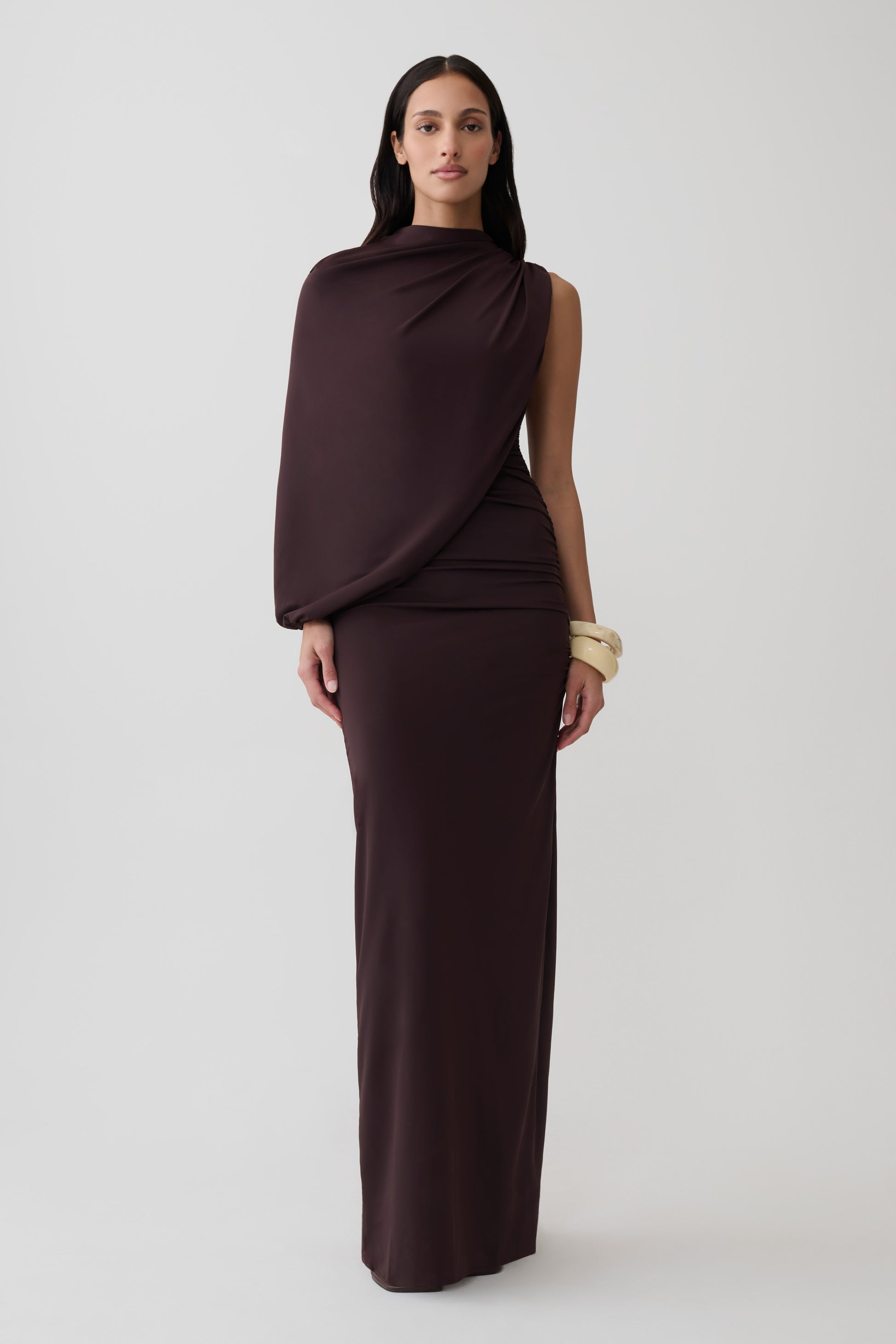Yuri Gather Sleeve Maxi Dress - Chocolate #5
