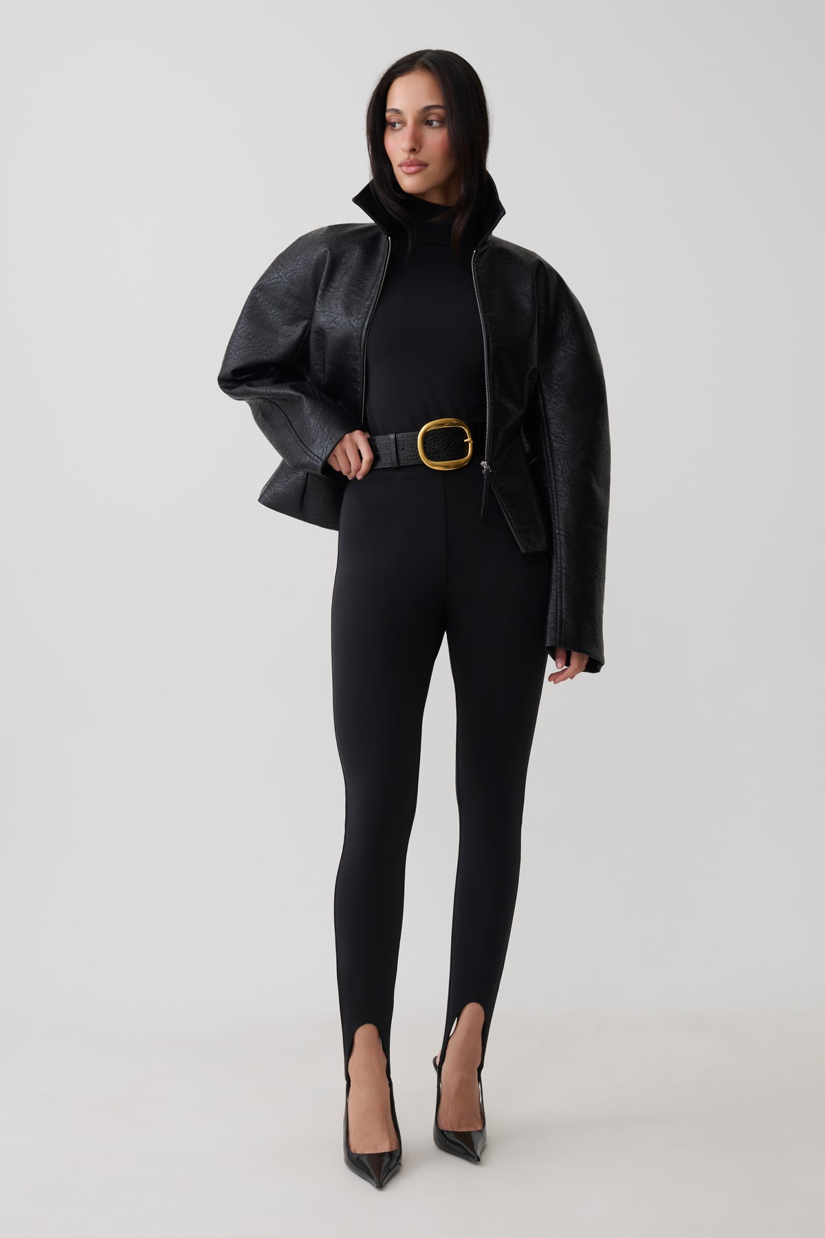 Almira Jersey Stirrup Leggings - Black