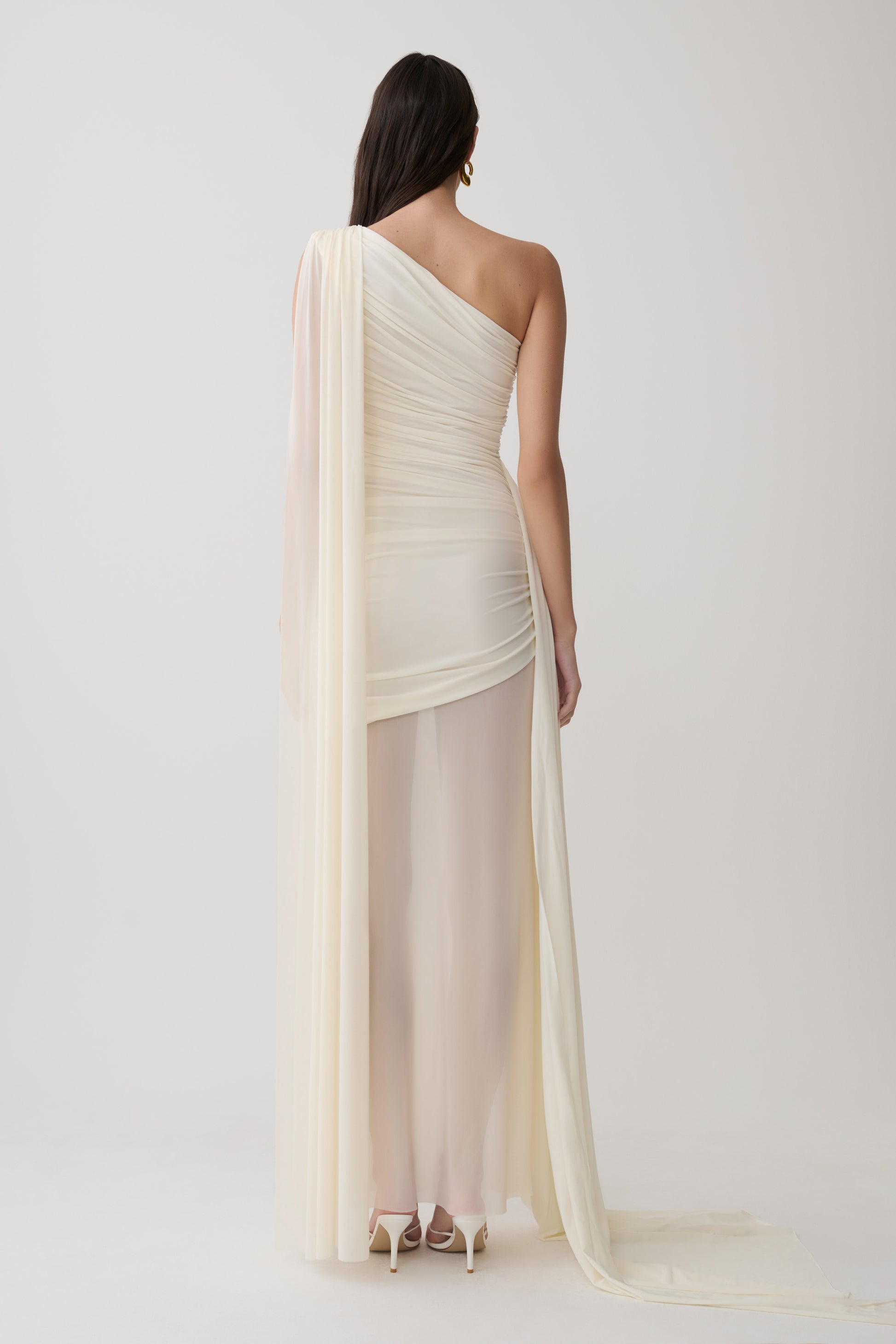 Asher Slinky One Shoulder Maxi Dress - Ivory #2