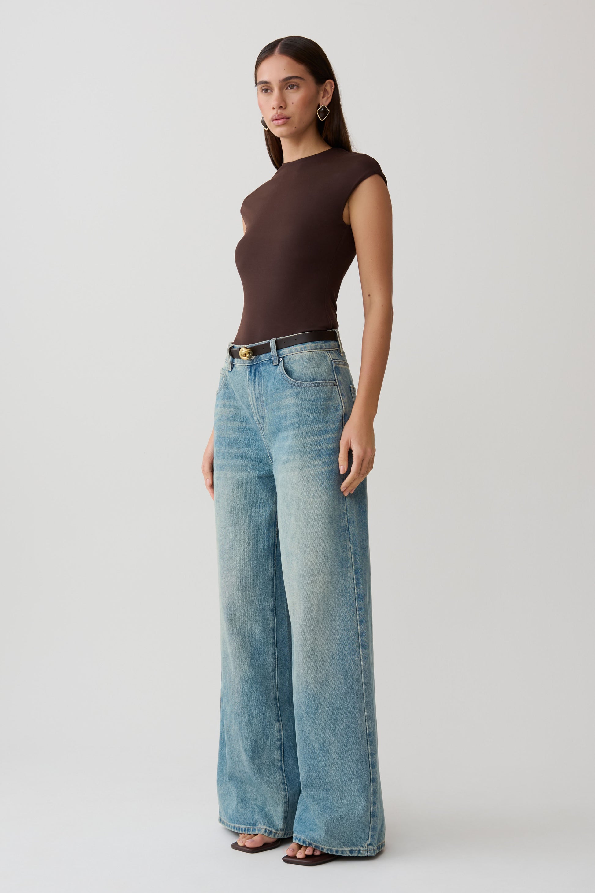 Chai Peached Jersey High Neck Top - Chocolate #4