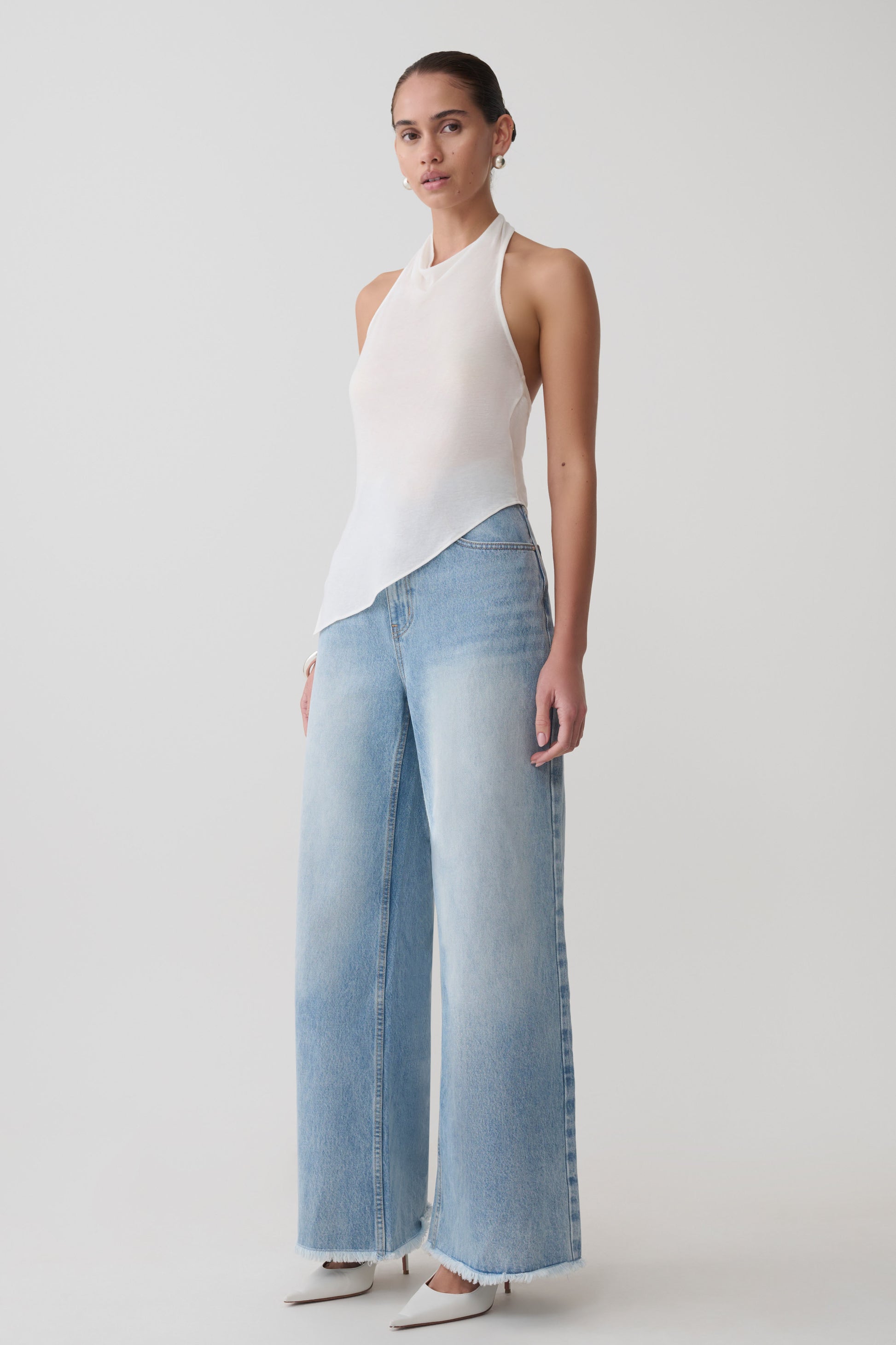 Clea Relaxed Sheer Halter Top - Ivory #5