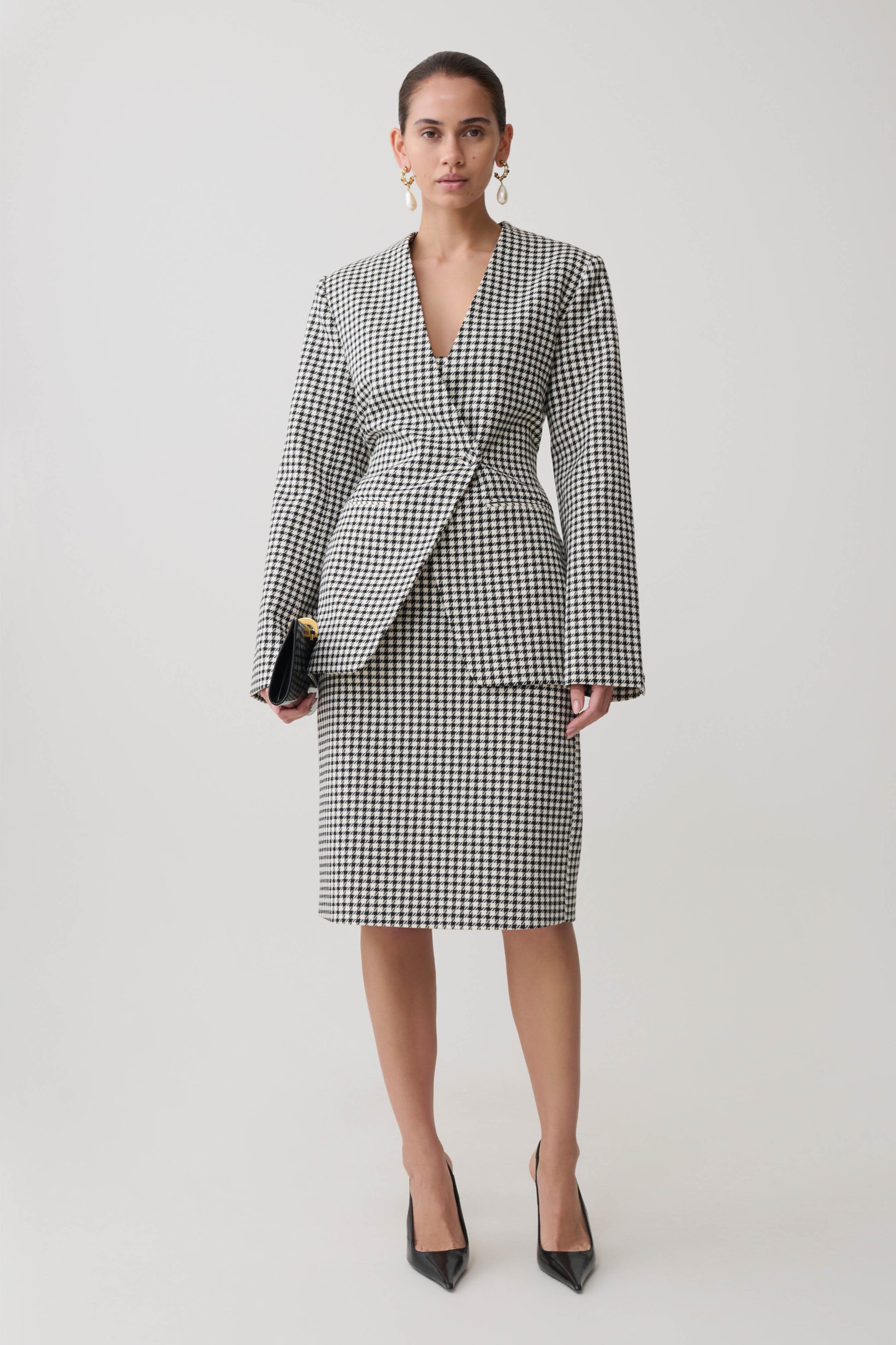 Darcie Drop Shoulder Suiting Blazer - Houndstooth #5