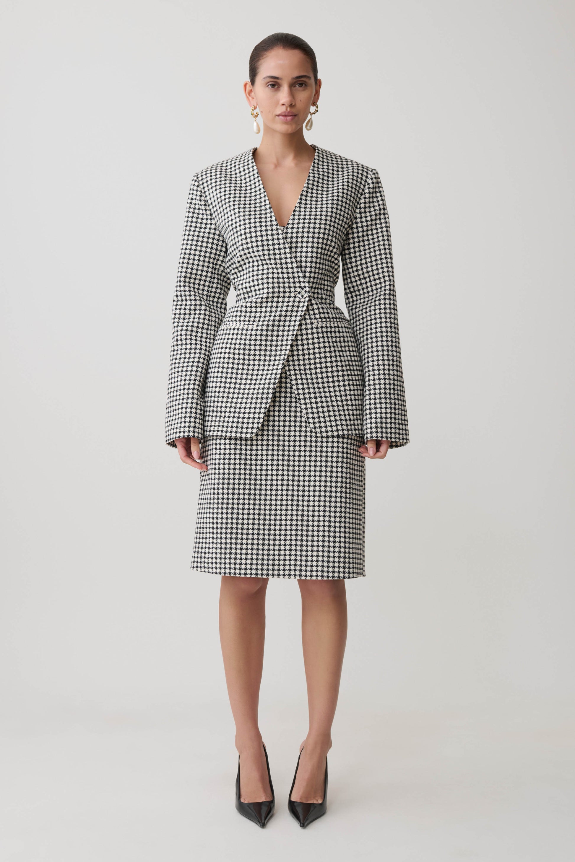 Amelie Tweed Midi Skirt - Houndstooth #4
