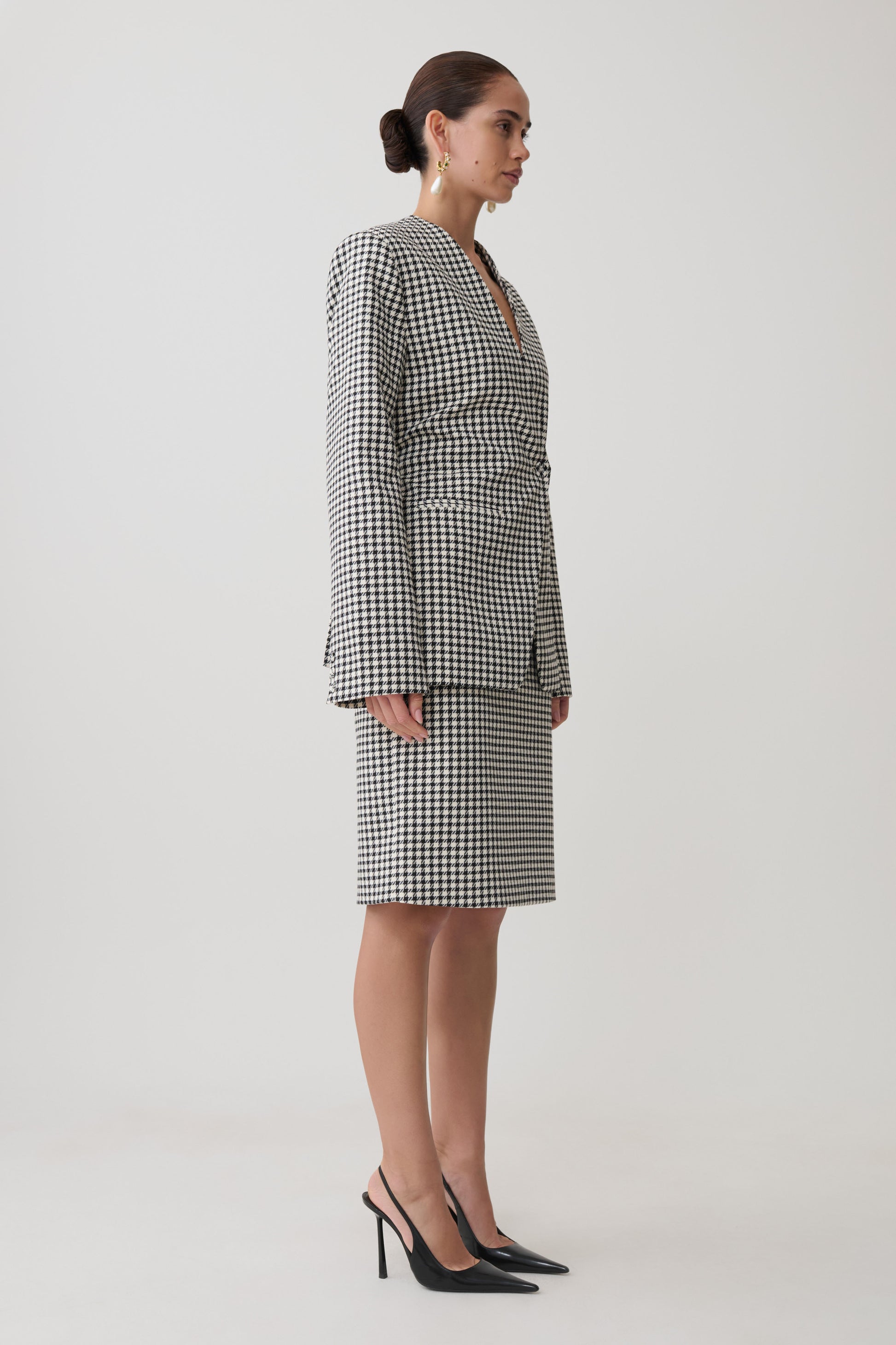Darcie Drop Shoulder Suiting Blazer - Houndstooth #4