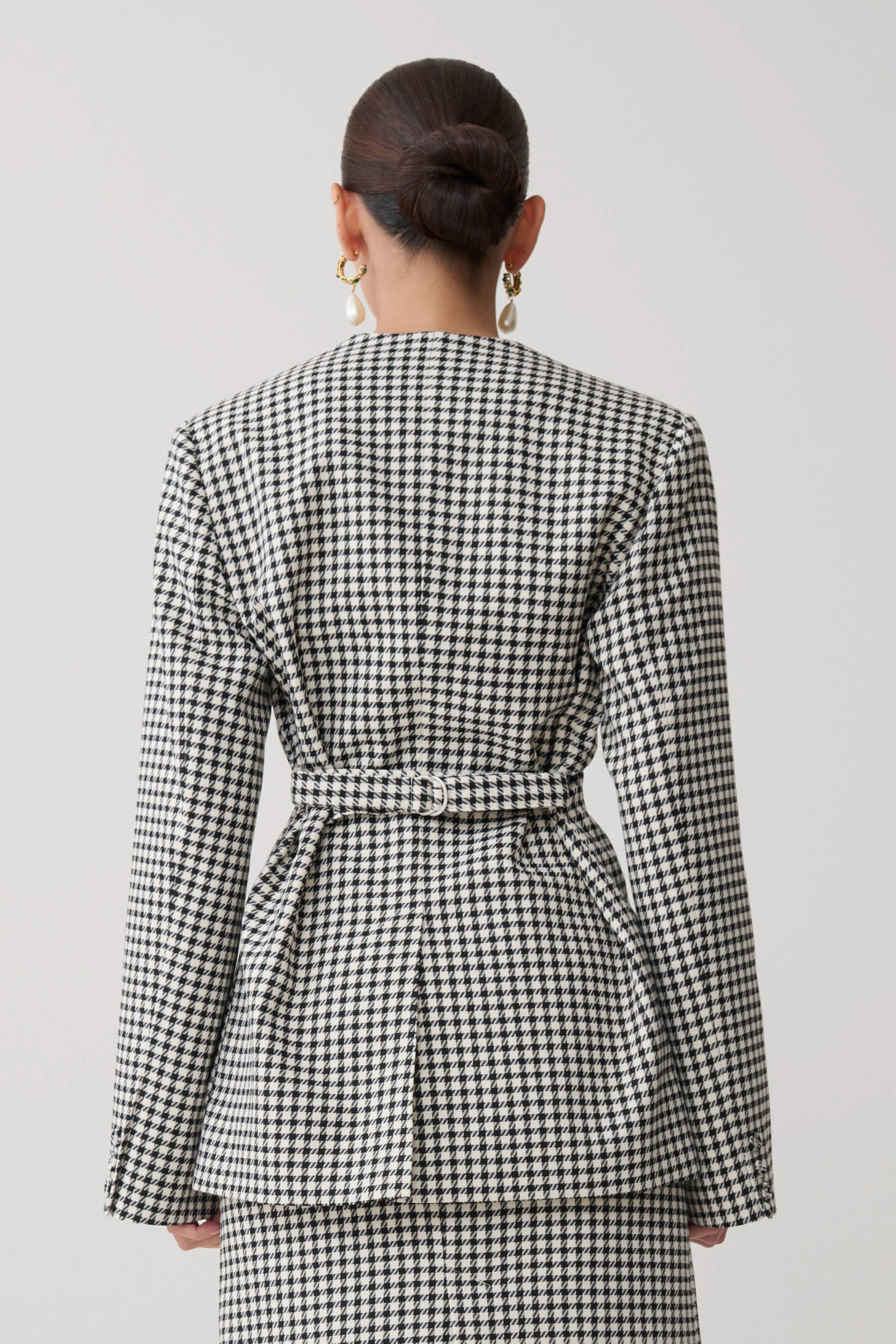 Darcie Drop Shoulder Suiting Blazer - Houndstooth #2