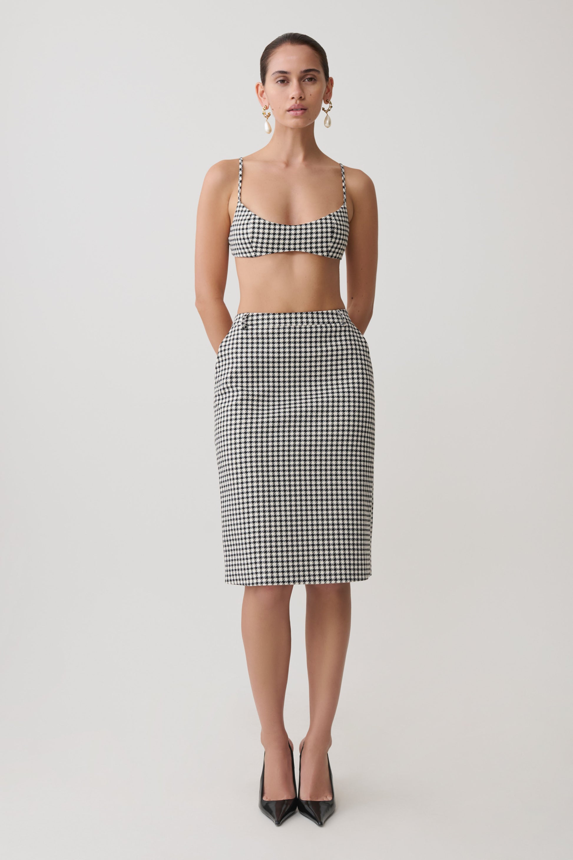 Amelie Tweed Bralette - Houndstooth #6
