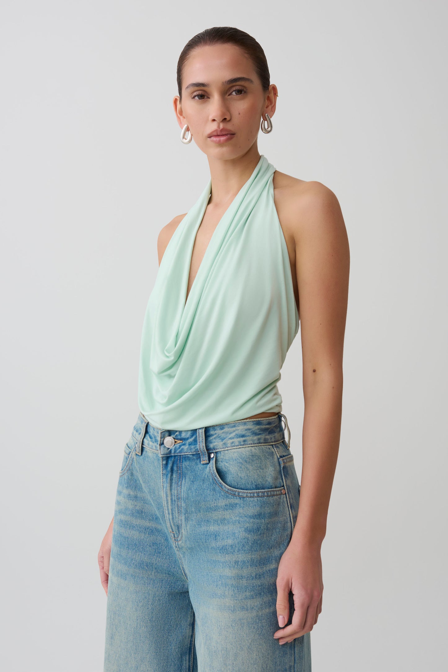 Huyen Cowl Front Modal Top - Mint