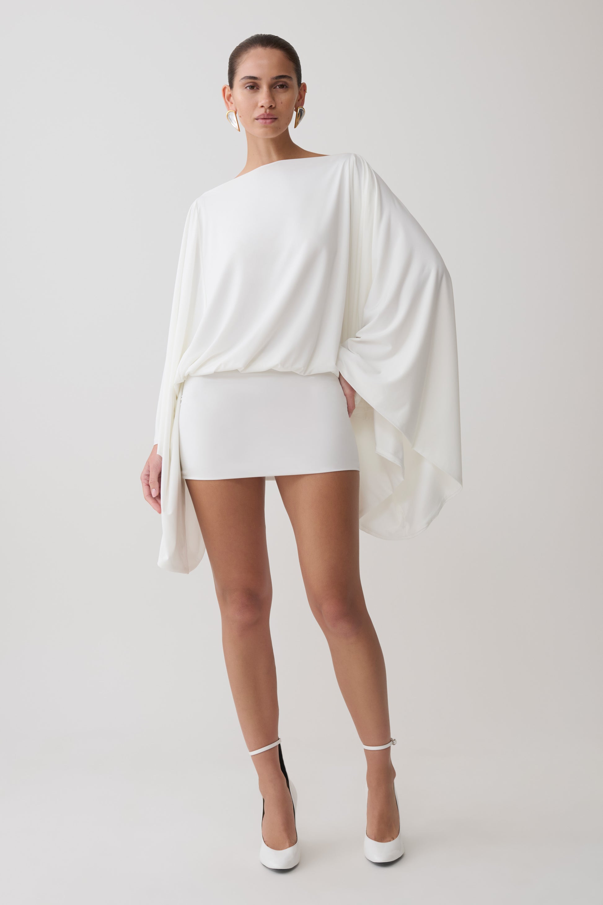 Jessy Draped Open Back Mini Dress - Ivory #5