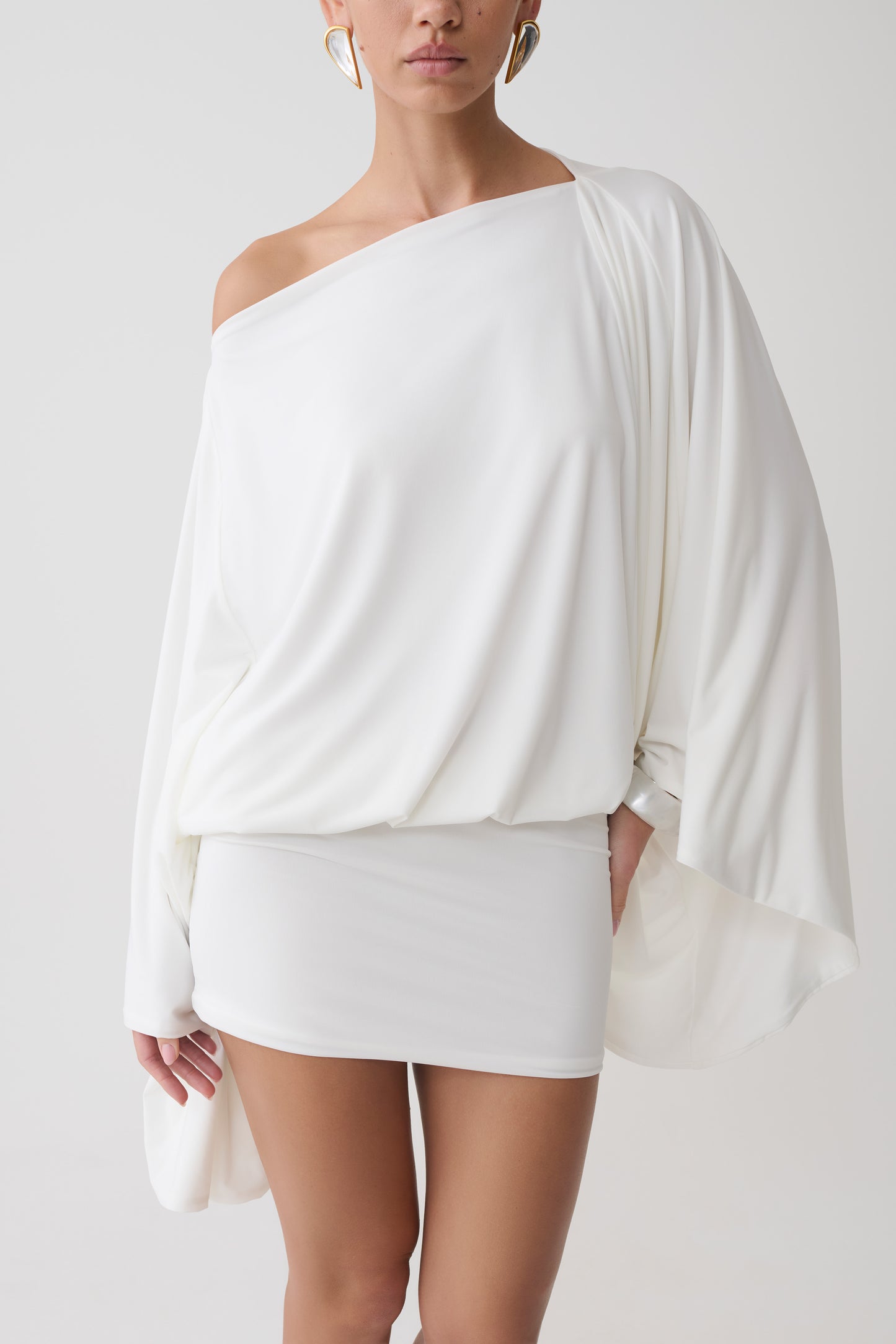 Jessy Draped Open Back Mini Dress - Ivory