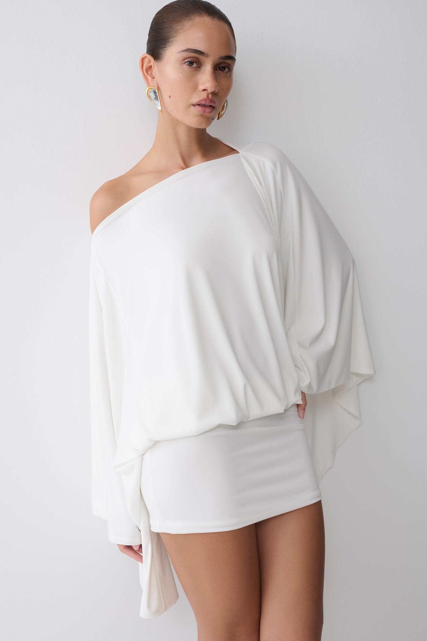 Jessy Draped Open Back Mini Dress - Ivory