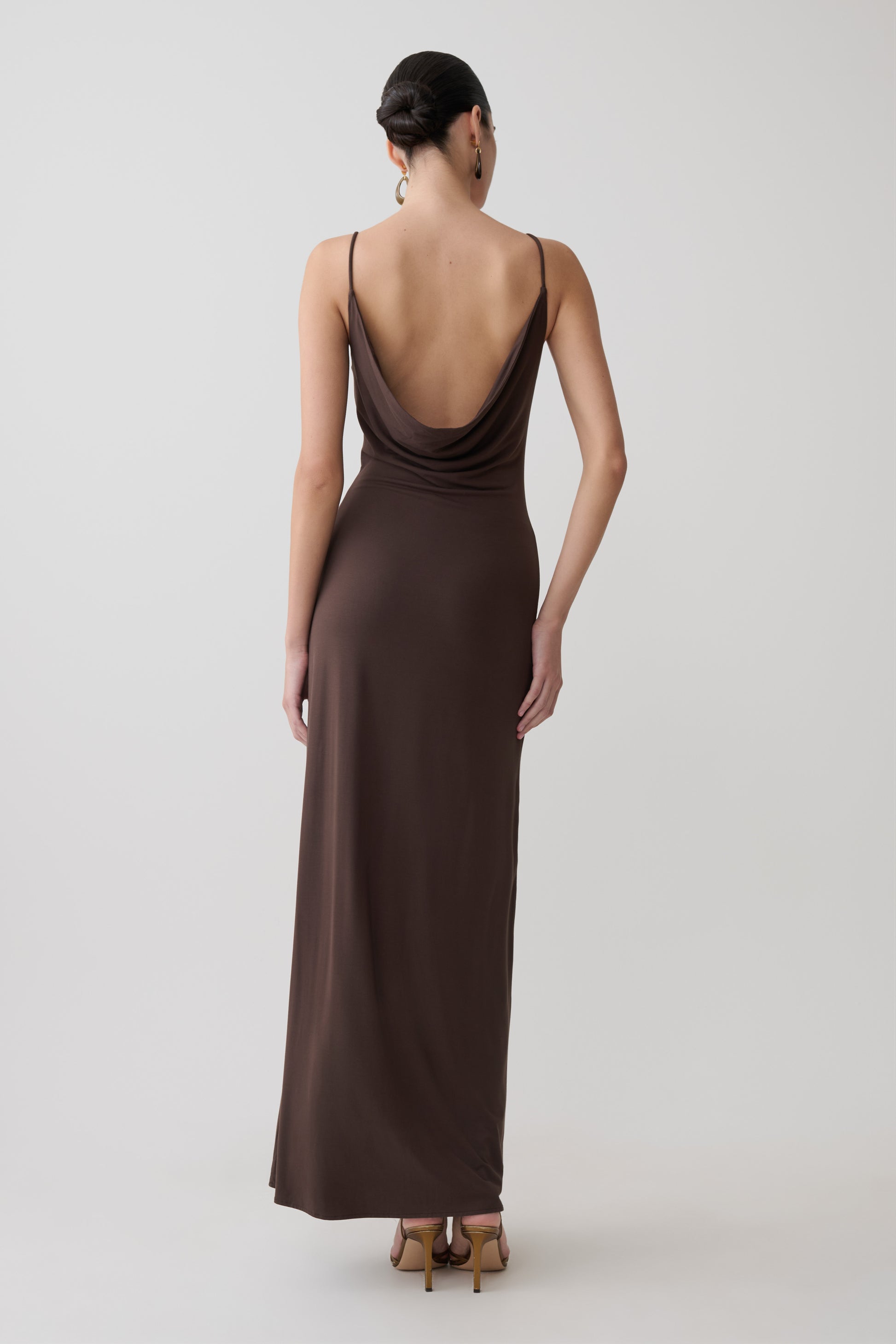 Joni Cowl Maxi Dress - Bitter Chocolate #2