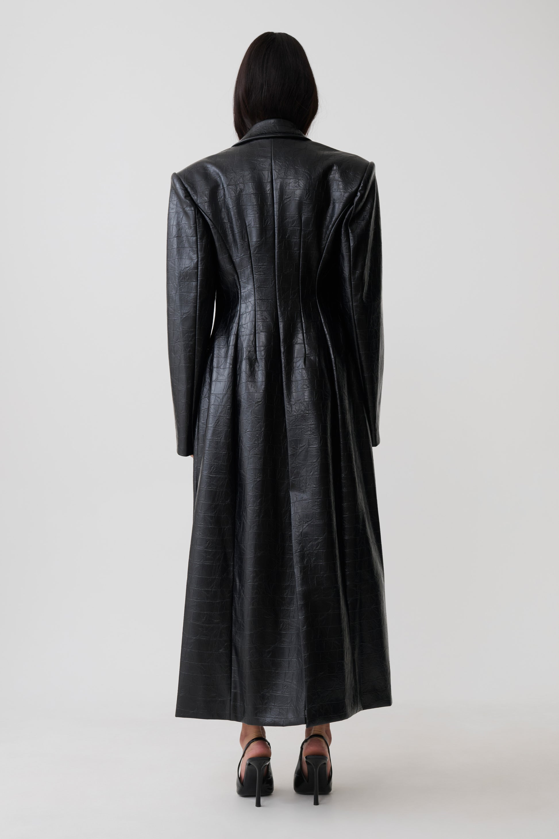 Rundy Croc Faux Leather Coat - Black #5
