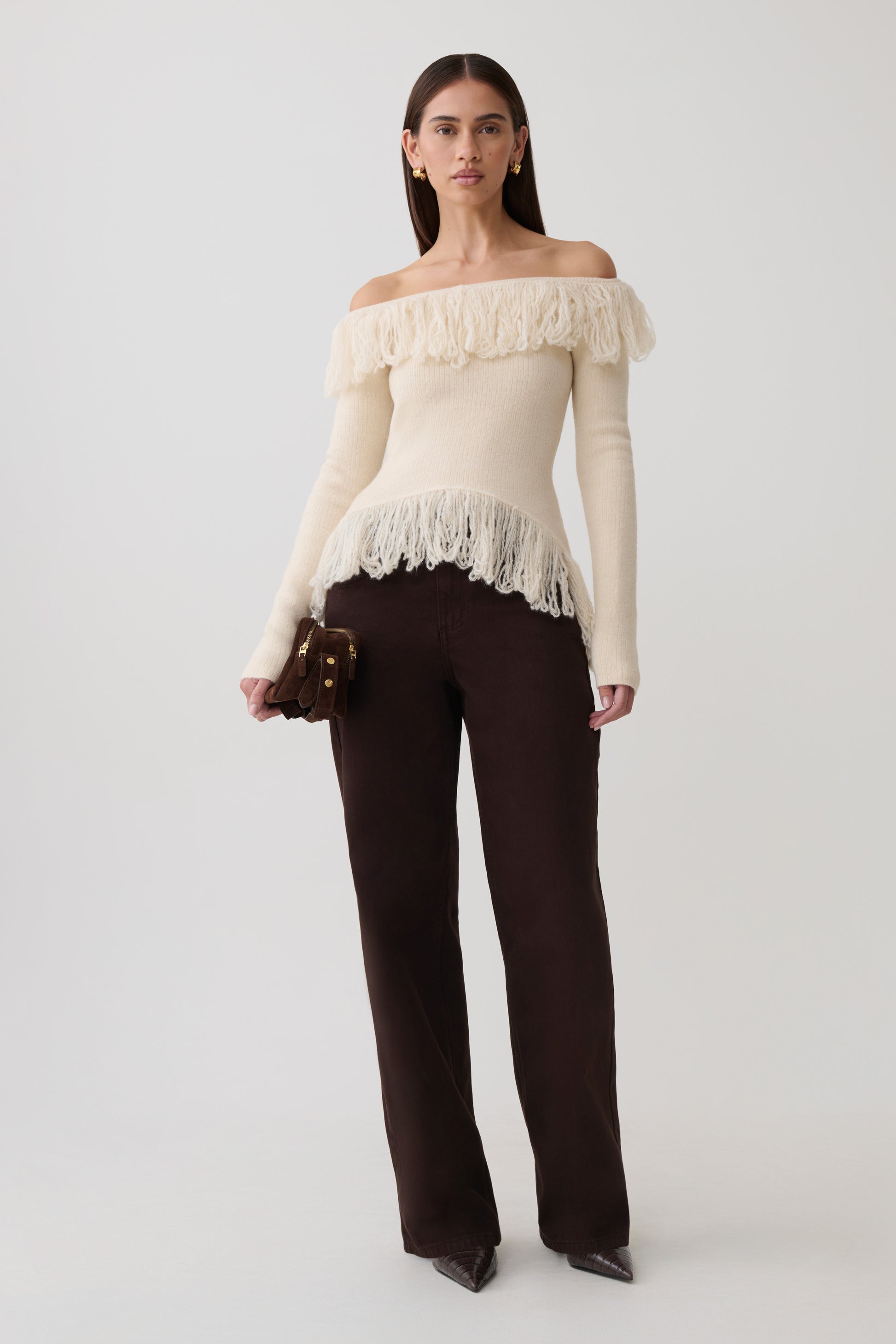 Sammie Fringe Knit Top - Cream #7