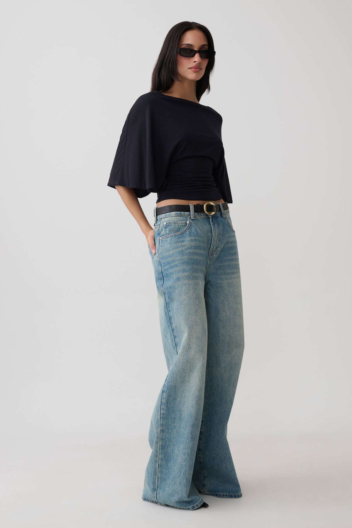 Sila Modal Batwing Short Sleeve Top - Black #4