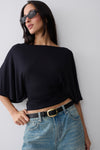 Sila Modal Batwing Short Sleeve Top - Black