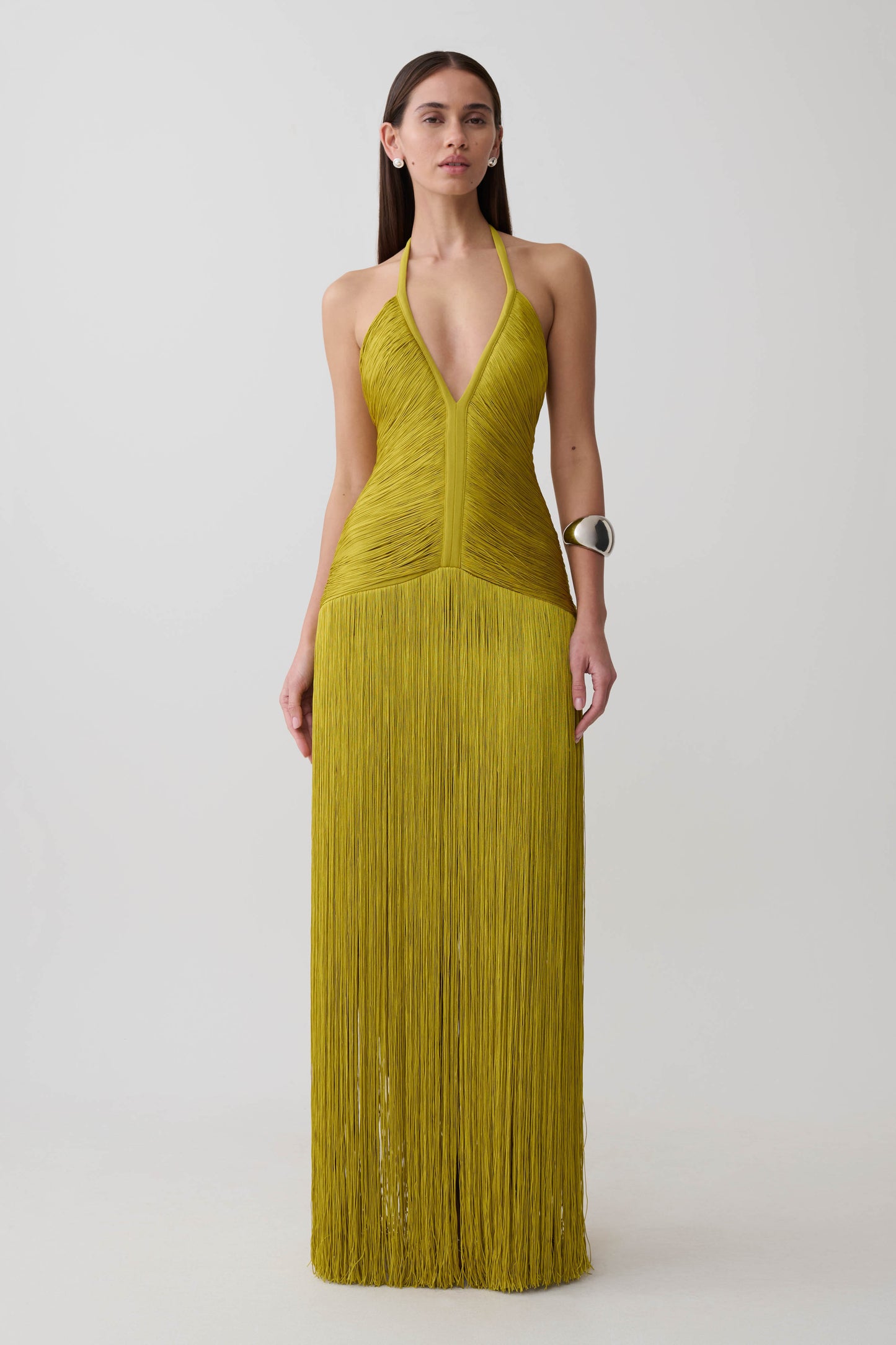 Tiffany Fringe Maxi Dress - Chartreuse