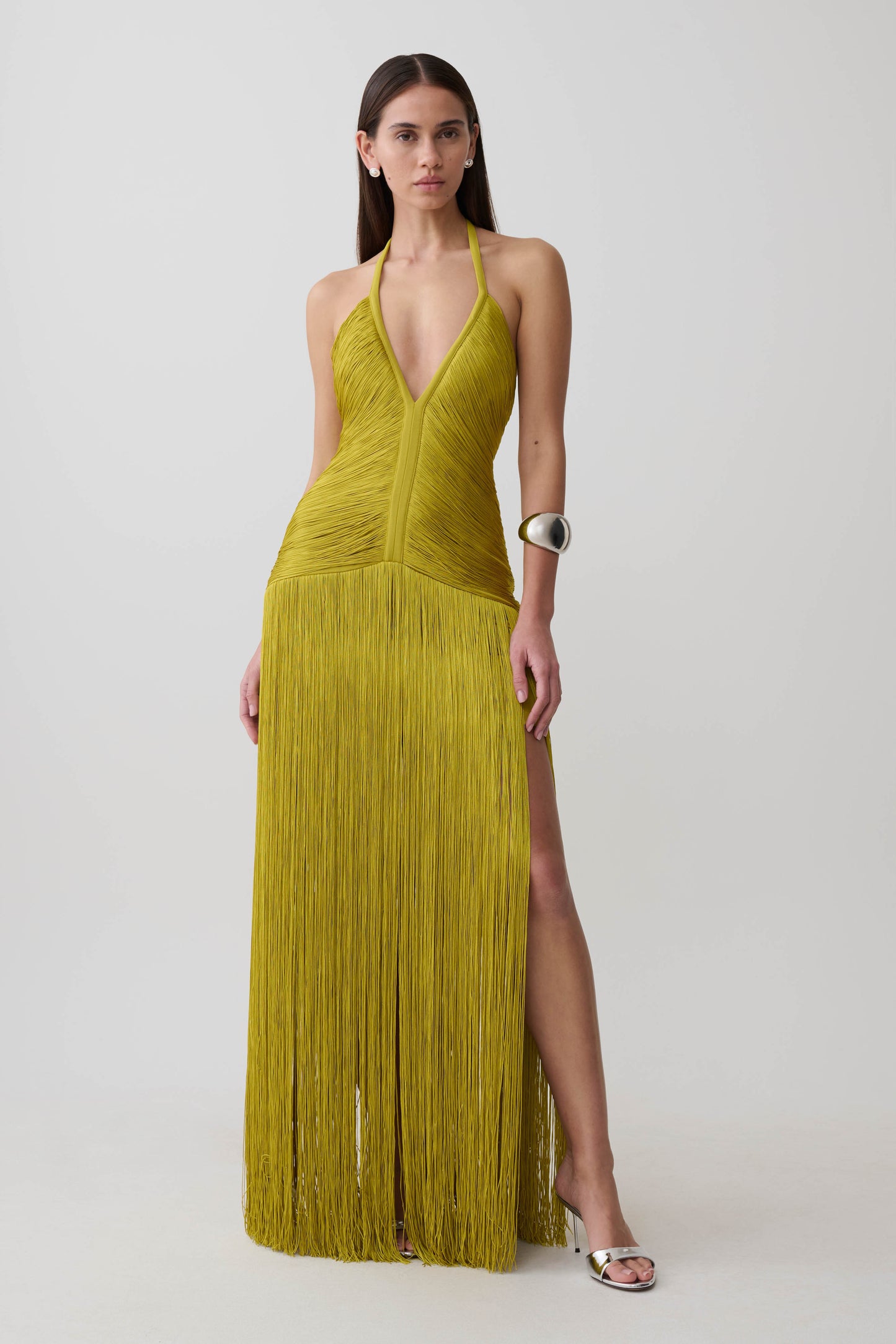Tiffany Fringe Maxi Dress - Chartreuse