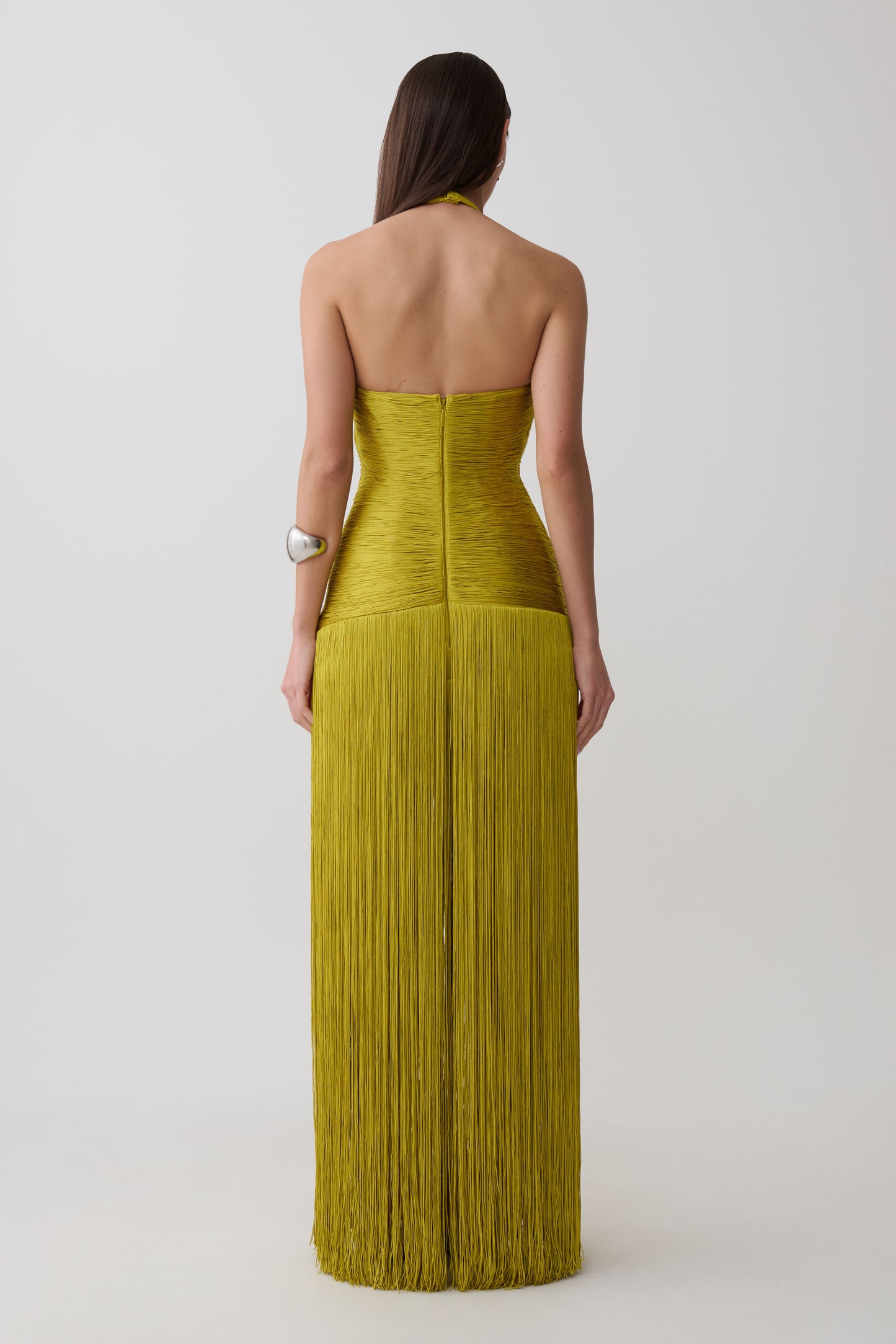 Tiffany Fringe Maxi Dress - Chartreuse