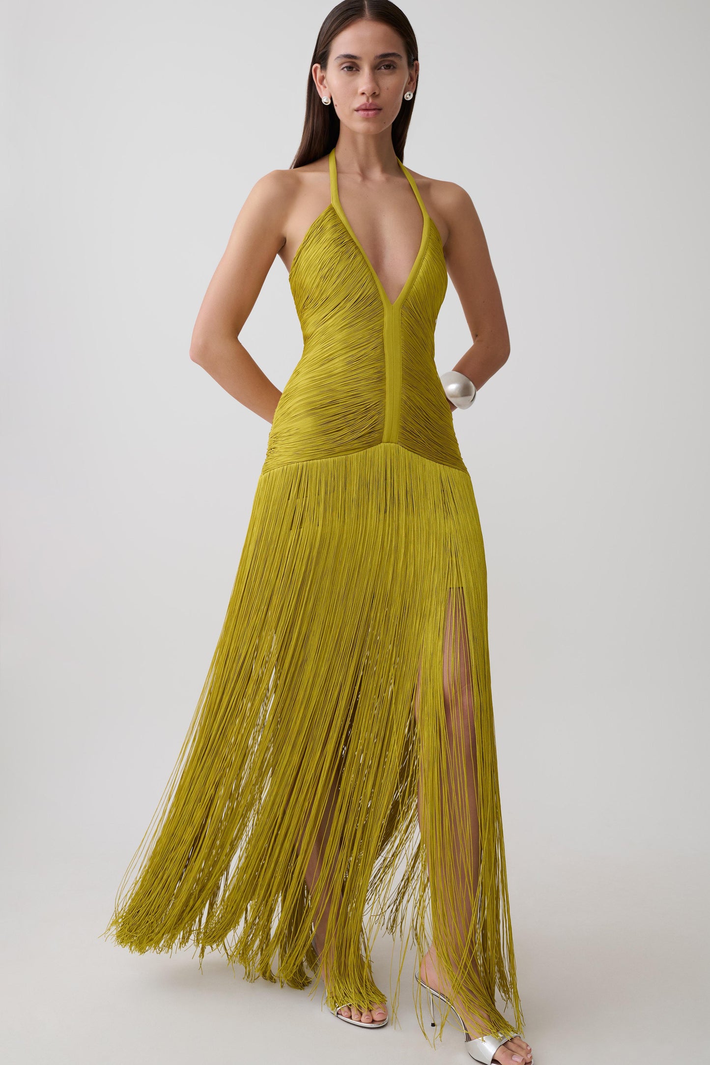 Tiffany Fringe Maxi Dress - Chartreuse