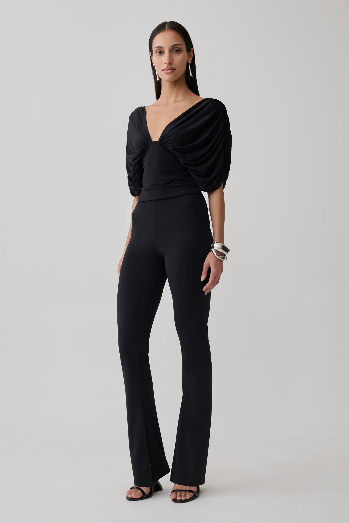 Aerin Gathered Bodice Top - Black